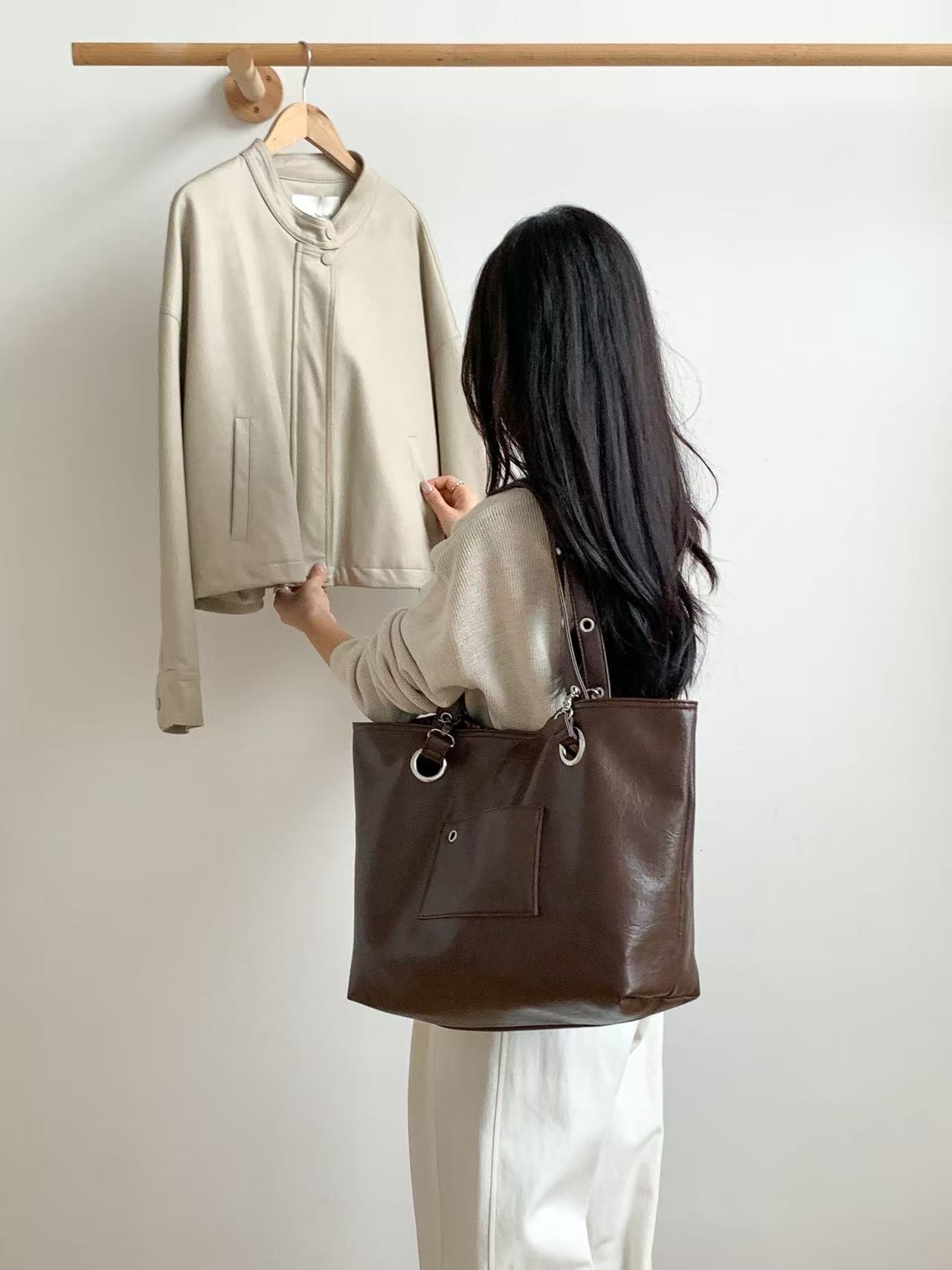 レザー調リバーシブルトートバッグ2WAY | 詳細画像8