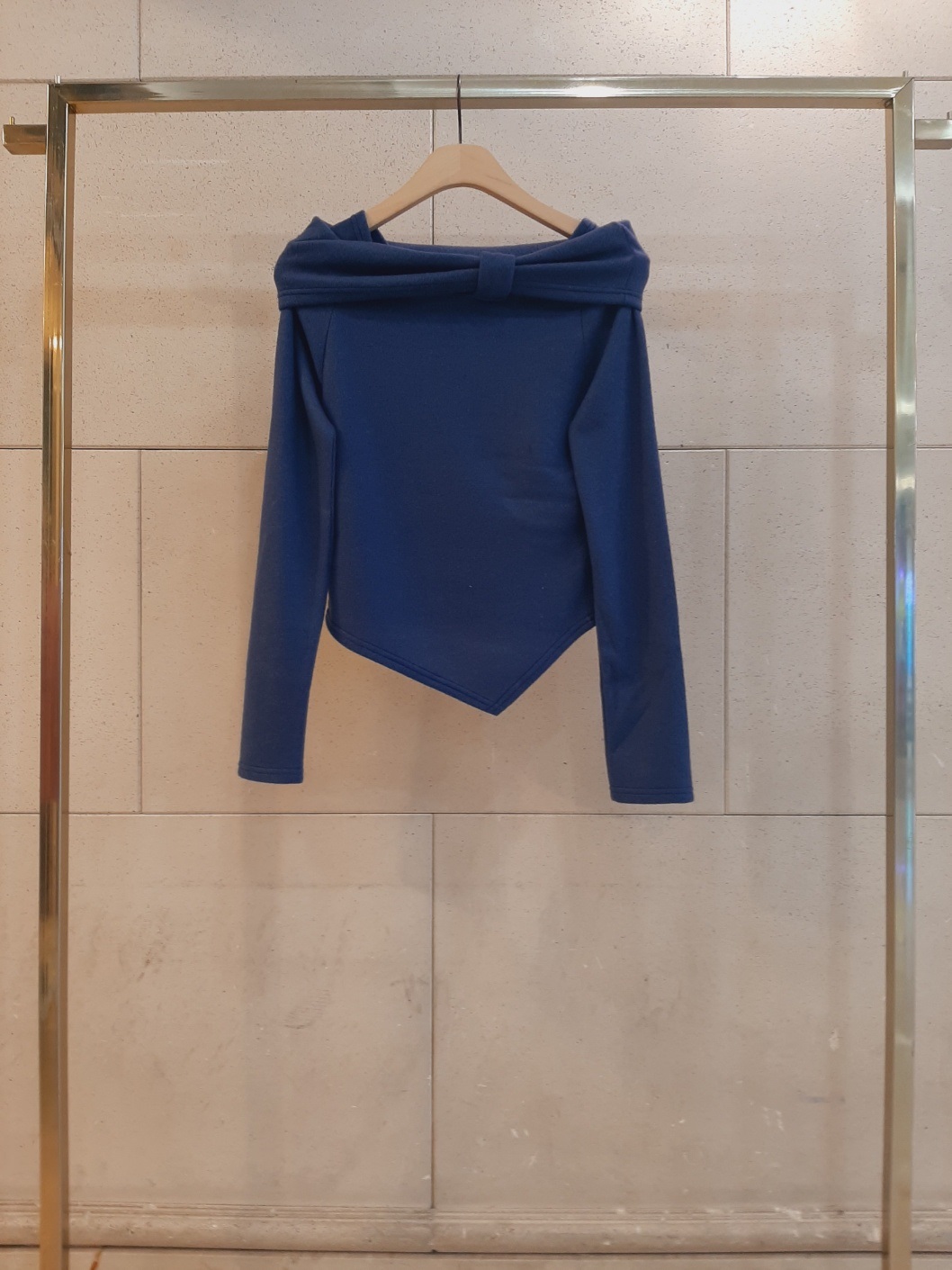 裏起毛オフショルダースリム長袖カラーTシャツ | 詳細画像12