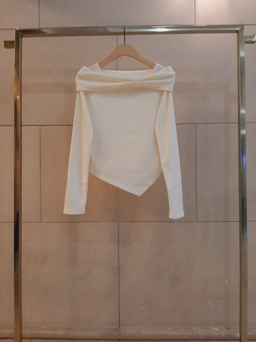 裏起毛オフショルダースリム長袖カラーTシャツ | 詳細画像13