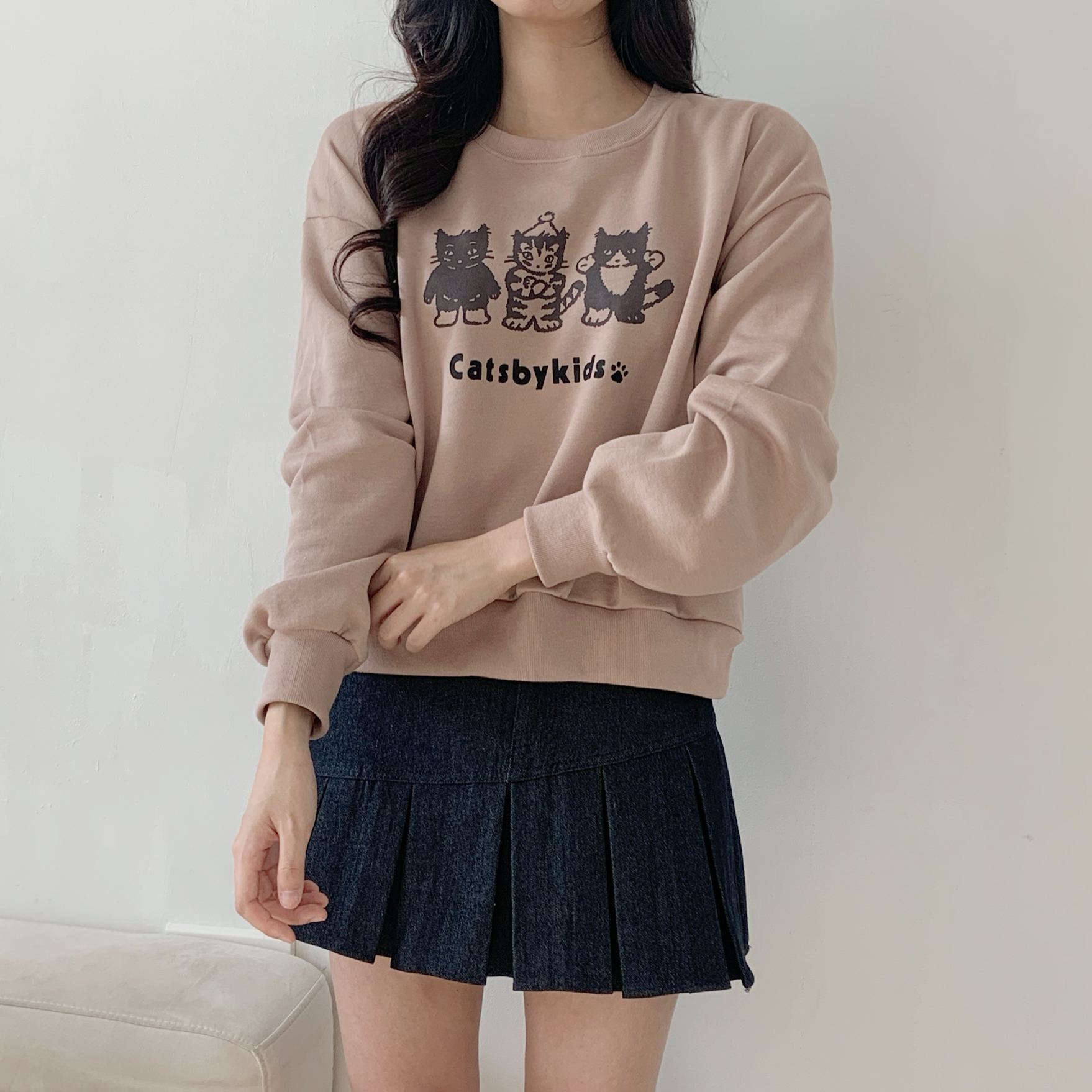 裏起毛ラウンドネックセミクロップドプリントスウェット | 詳細画像8