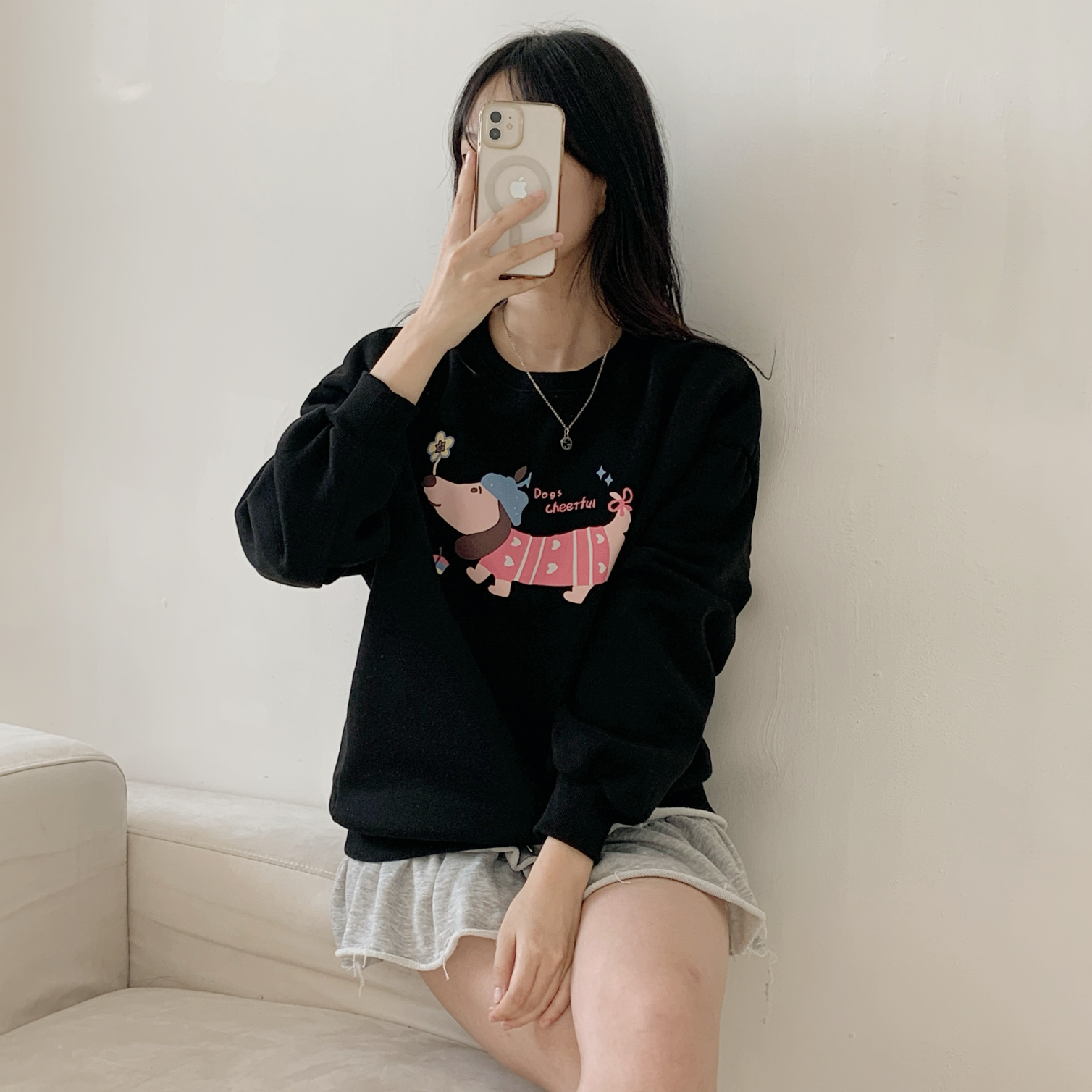 裏起毛ラウンドネックベーシック長袖プリントスウェット | 詳細画像5