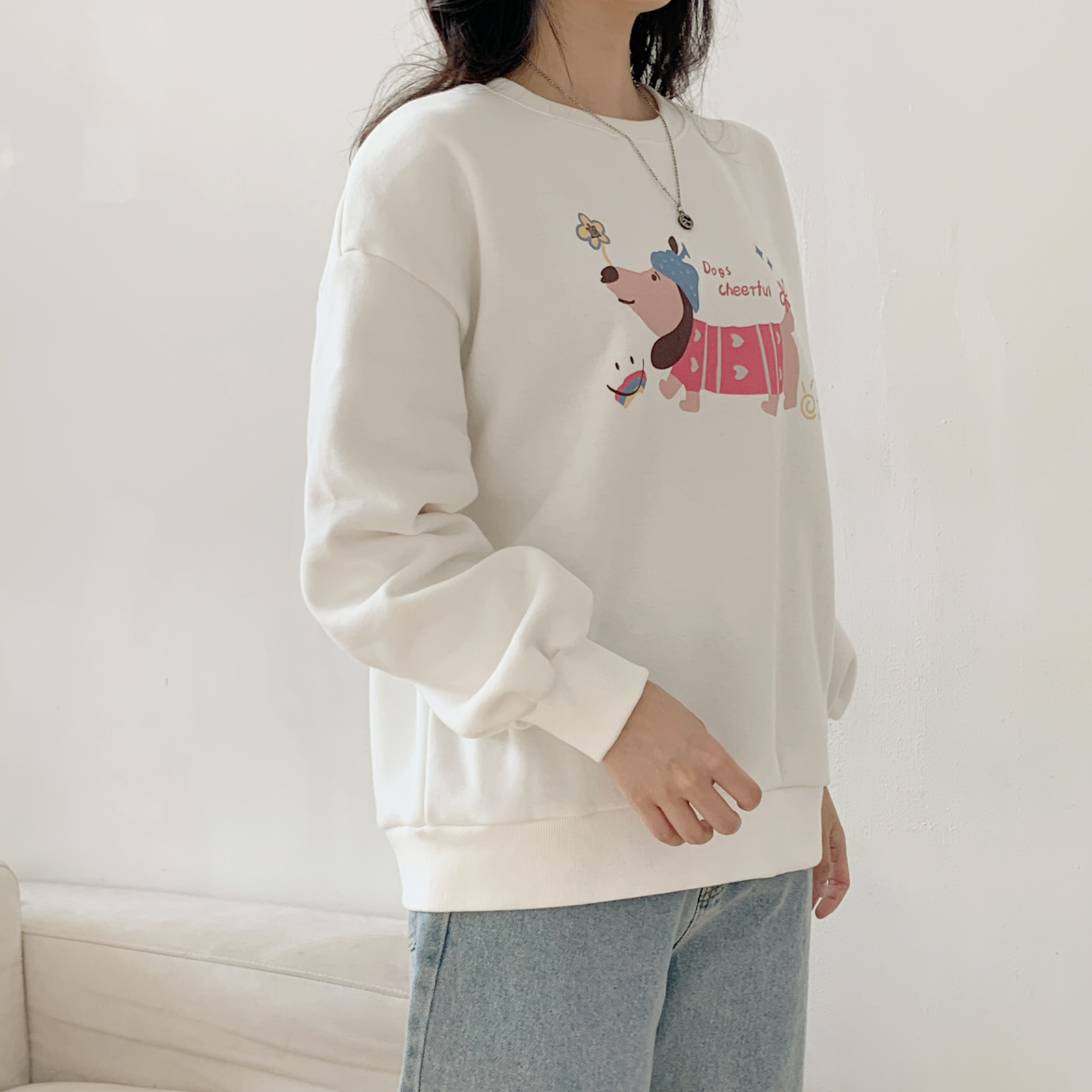 裏起毛ラウンドネックベーシック長袖プリントスウェット | 詳細画像6