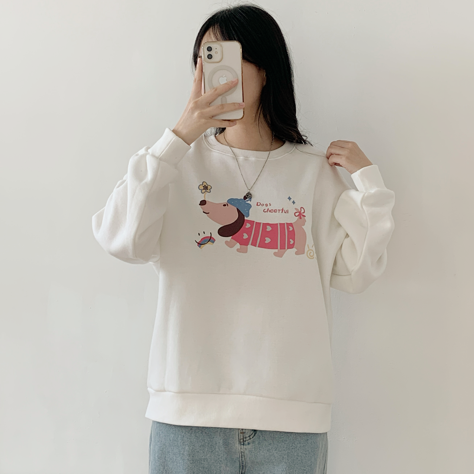 裏起毛ラウンドネックベーシック長袖プリントスウェット | 詳細画像7