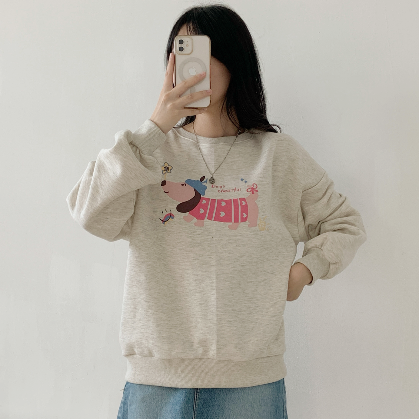 裏起毛ラウンドネックベーシック長袖プリントスウェット | 詳細画像8