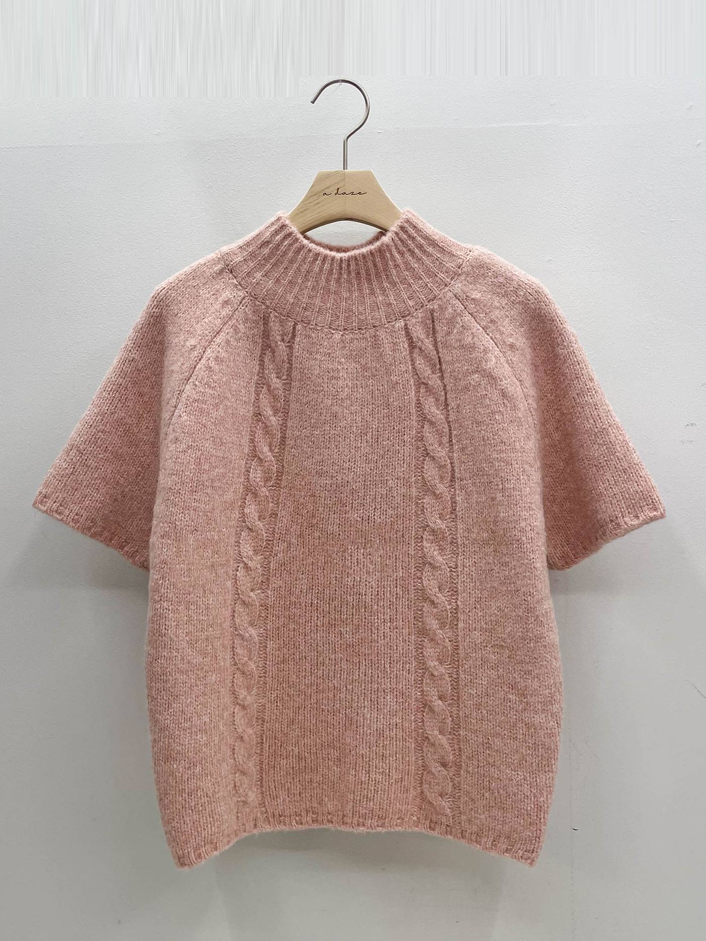 ウール混ハーフネックオーバーサイズ半袖ケーブルカラーニット | 詳細画像16