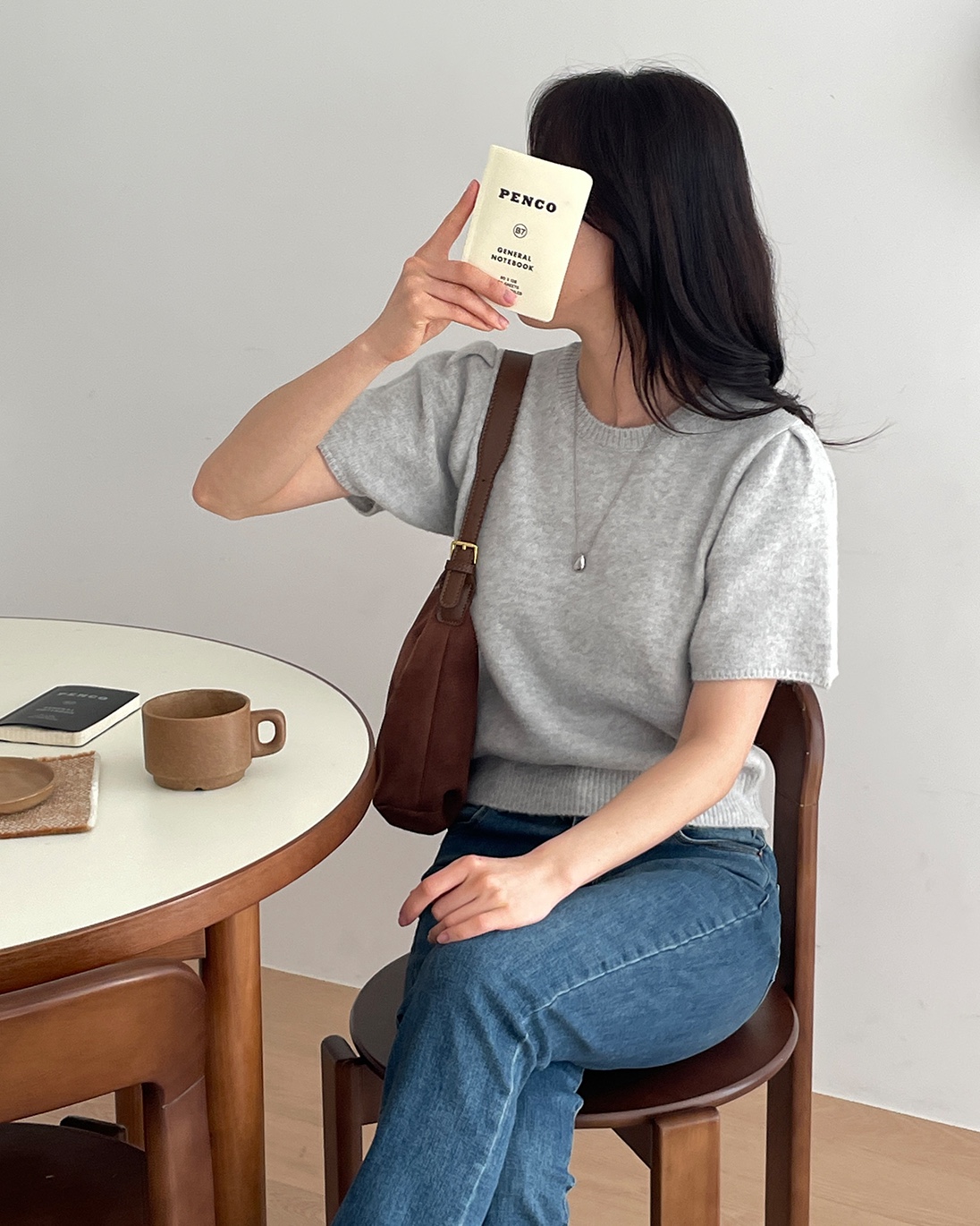 ラウンドネックパフスリーブ半袖無地カラーニット | 詳細画像8