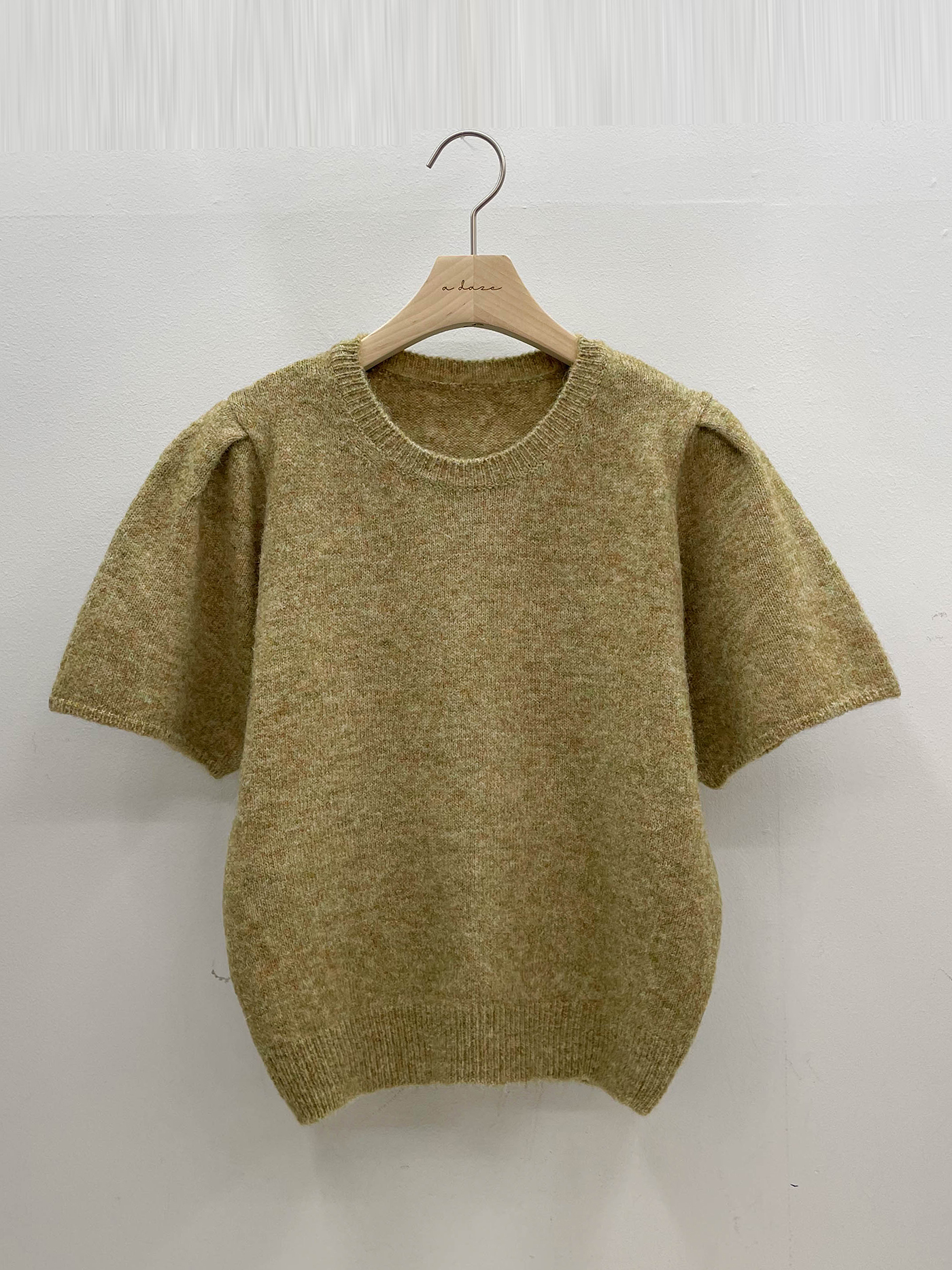 ラウンドネックパフスリーブ半袖無地カラーニット | 詳細画像15