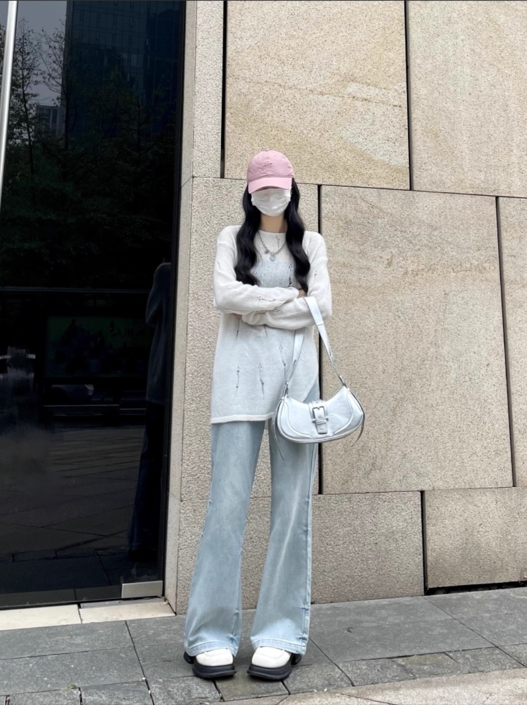 レザー調ジップアップバックルカラーショルダーバッグ | 詳細画像3