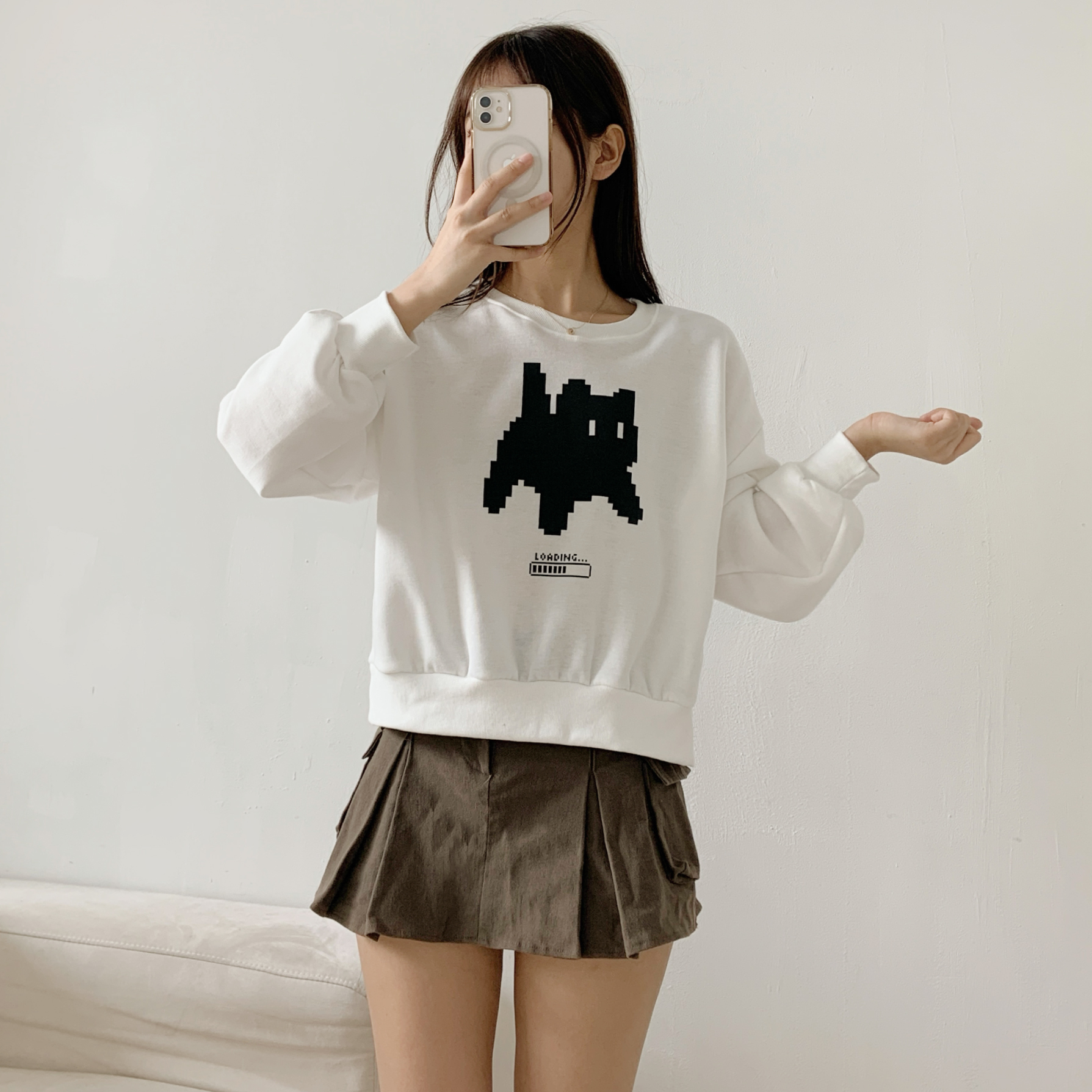 裏起毛ラウンドネック長袖プリントスウェット | 詳細画像2