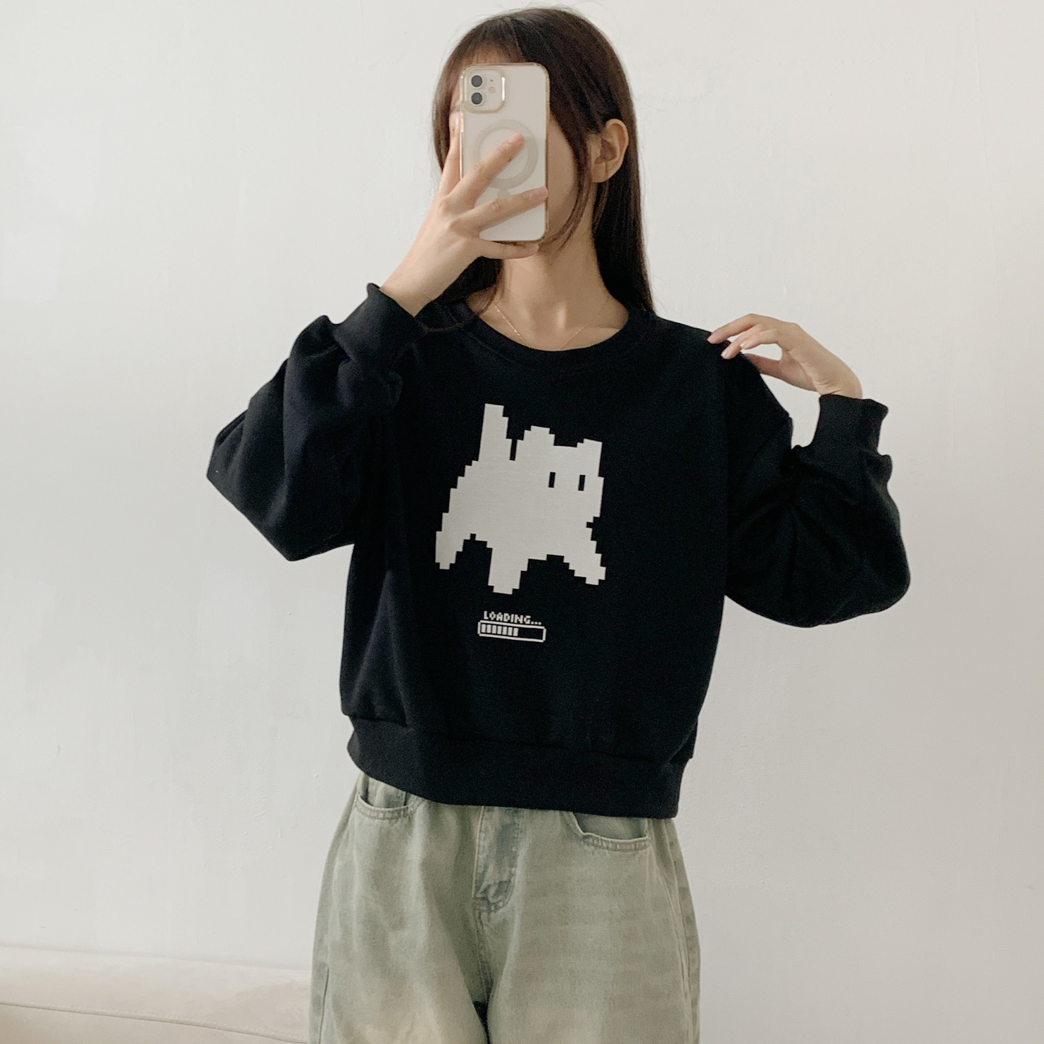 裏起毛ラウンドネック長袖プリントスウェット | 詳細画像4