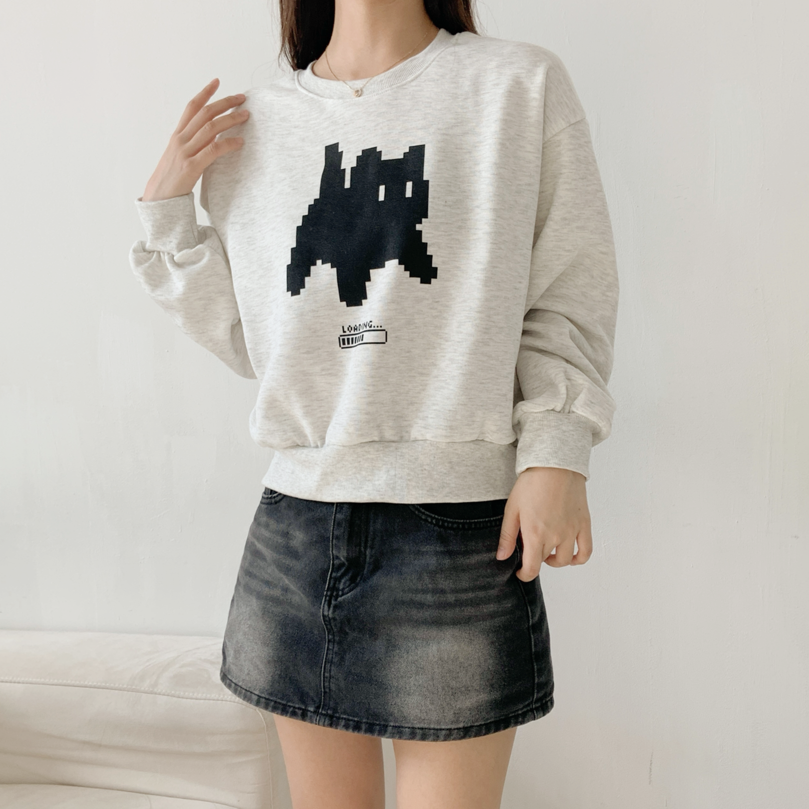 裏起毛ラウンドネック長袖プリントスウェット | 詳細画像6