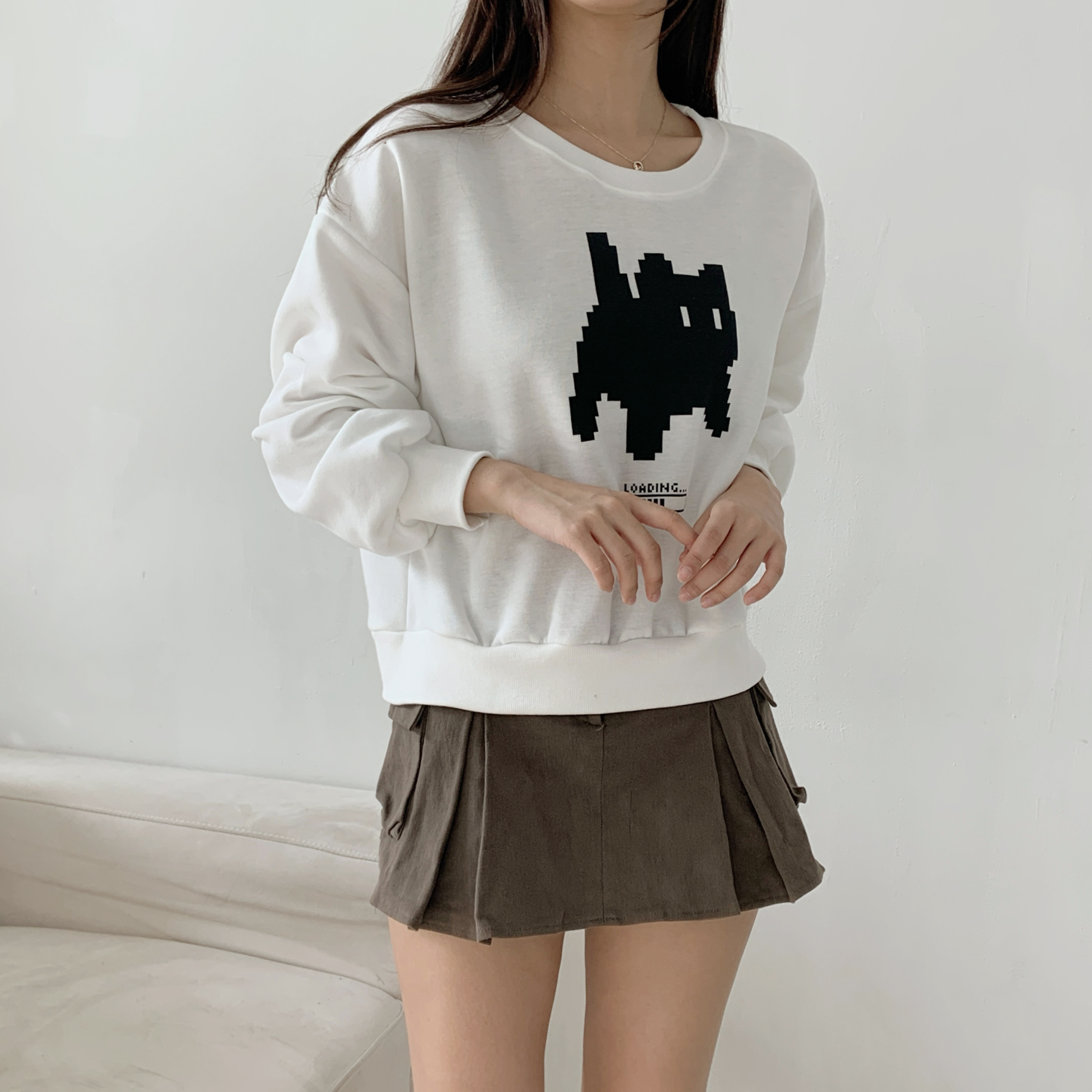 裏起毛ラウンドネック長袖プリントスウェット | 詳細画像8