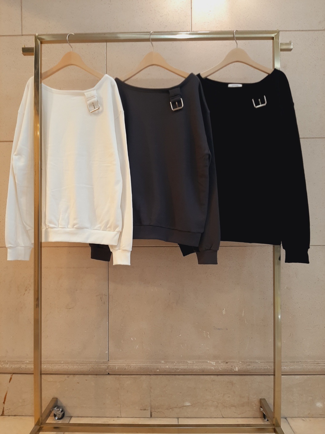 コットンワンショルダーバックルボクシースウェット | 詳細画像2