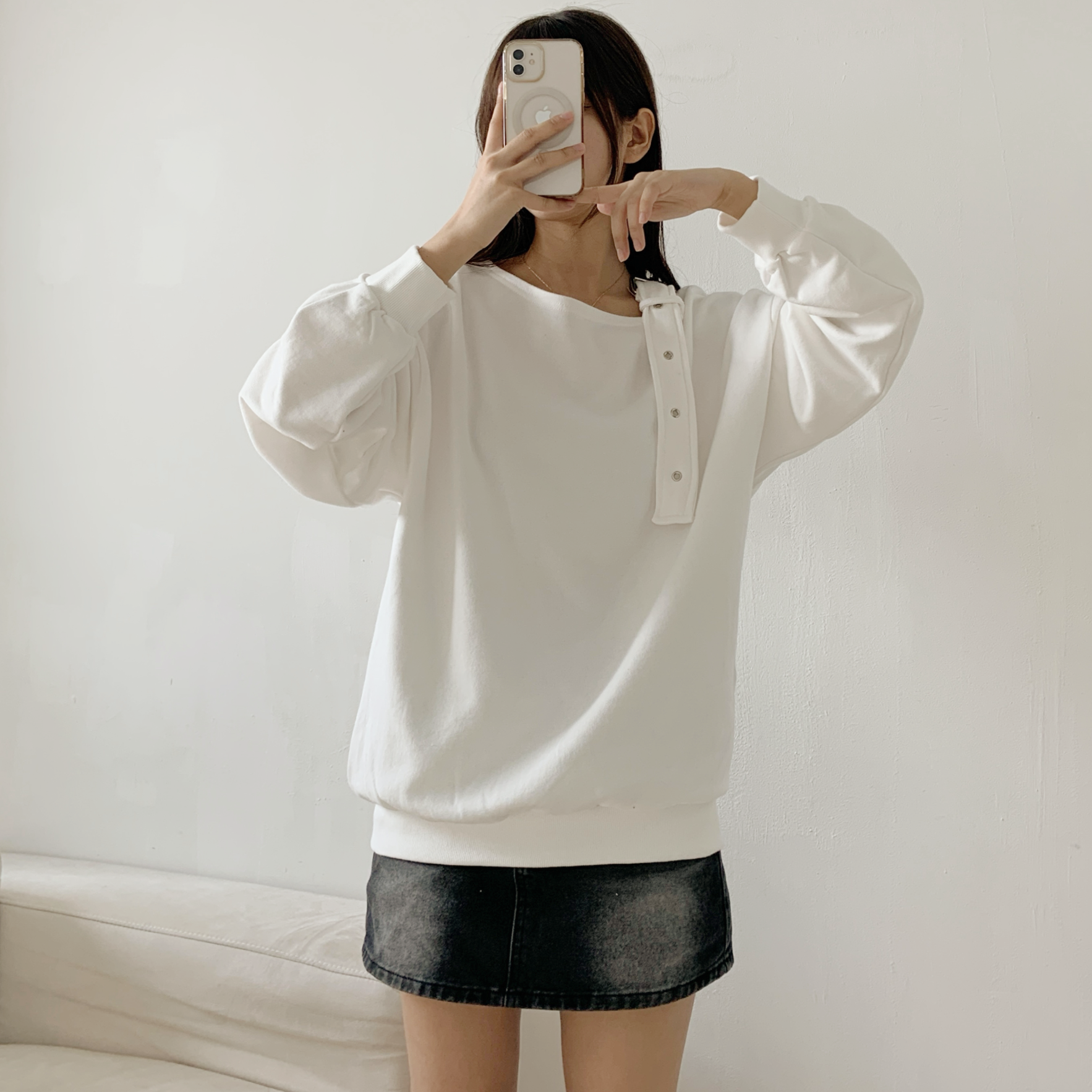 コットンワンショルダーバックルボクシースウェット | 詳細画像4