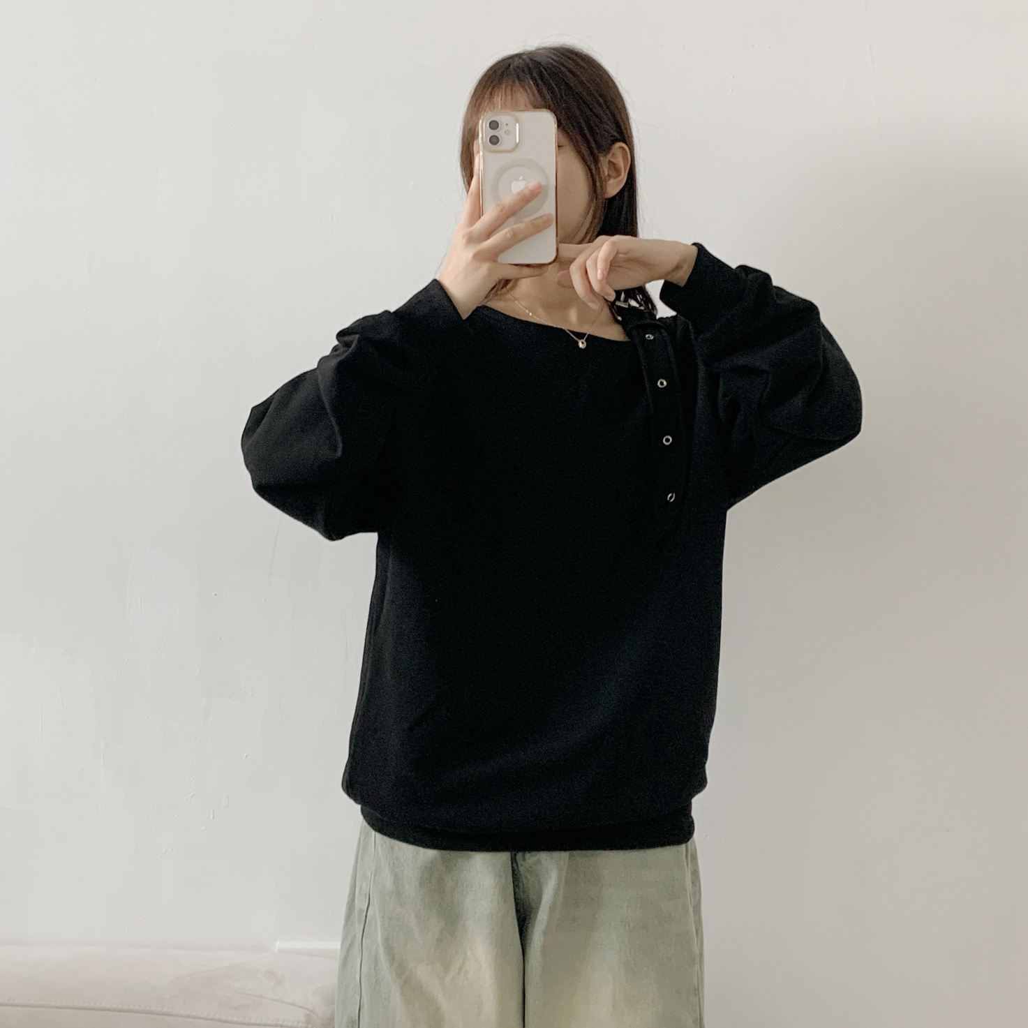 コットンワンショルダーバックルボクシースウェット | 詳細画像8