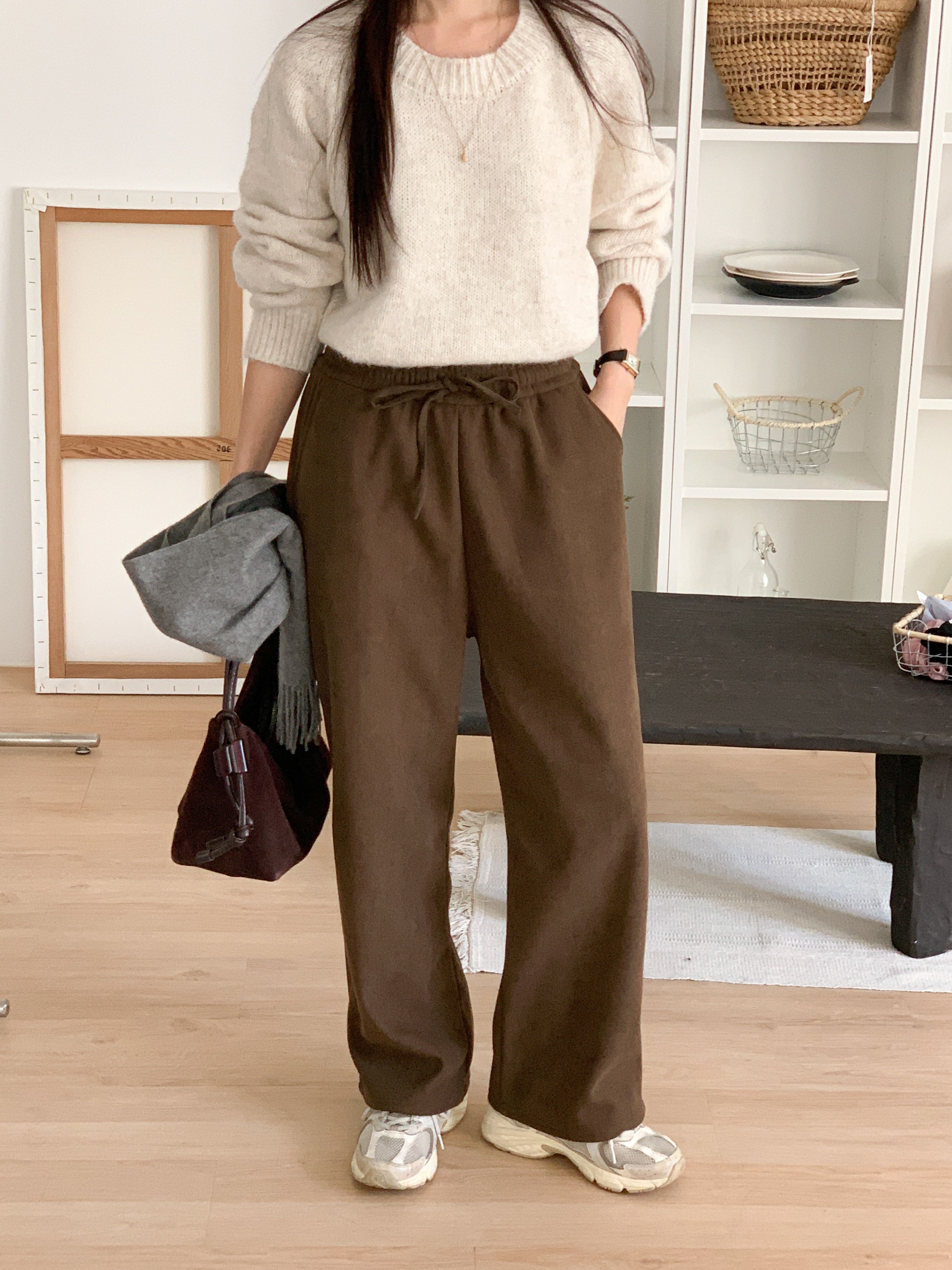 裏起毛ドローストリングウエストゴムワイドカラーパンツ | 詳細画像2