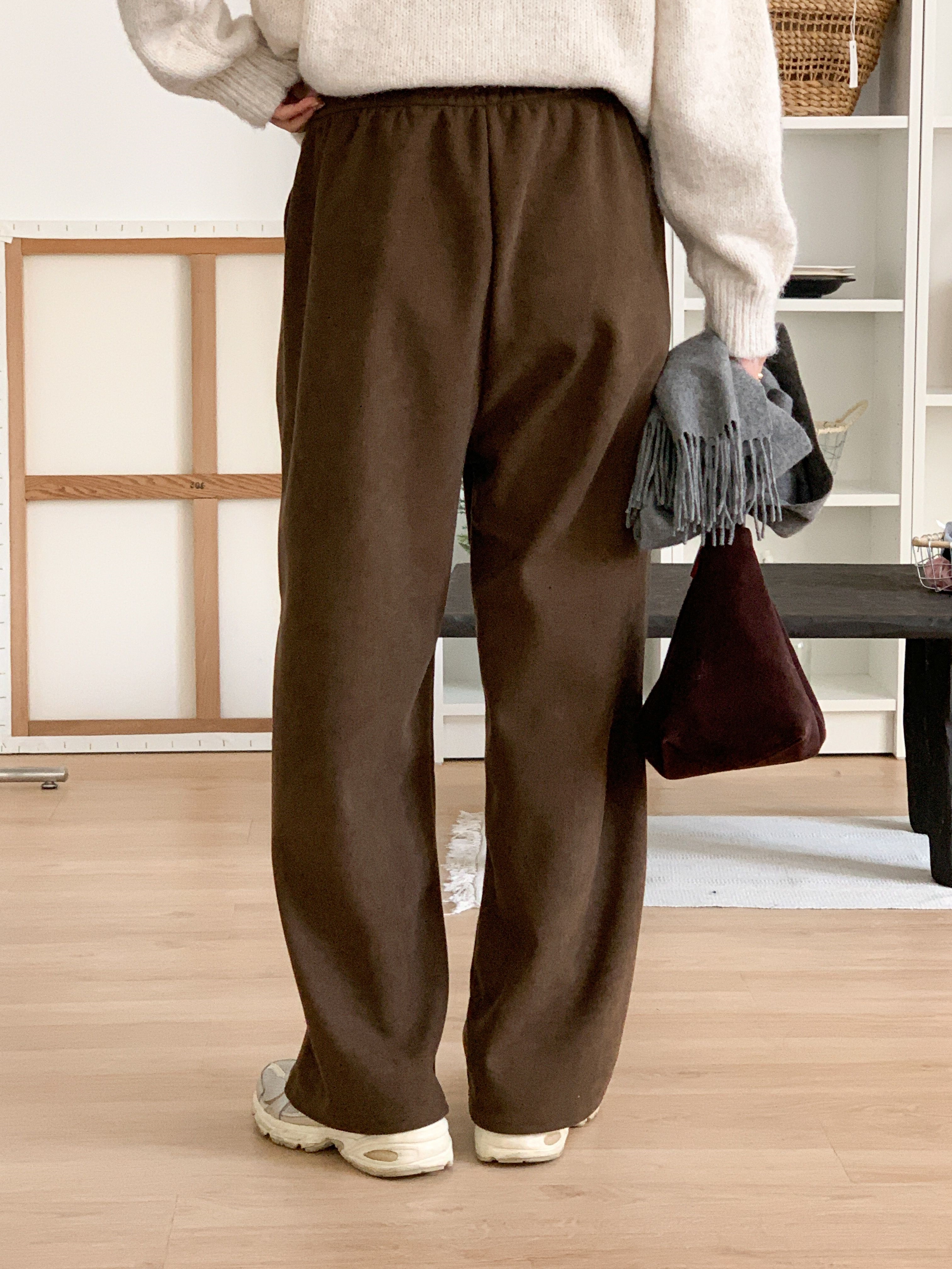 裏起毛ドローストリングウエストゴムワイドカラーパンツ | 詳細画像6