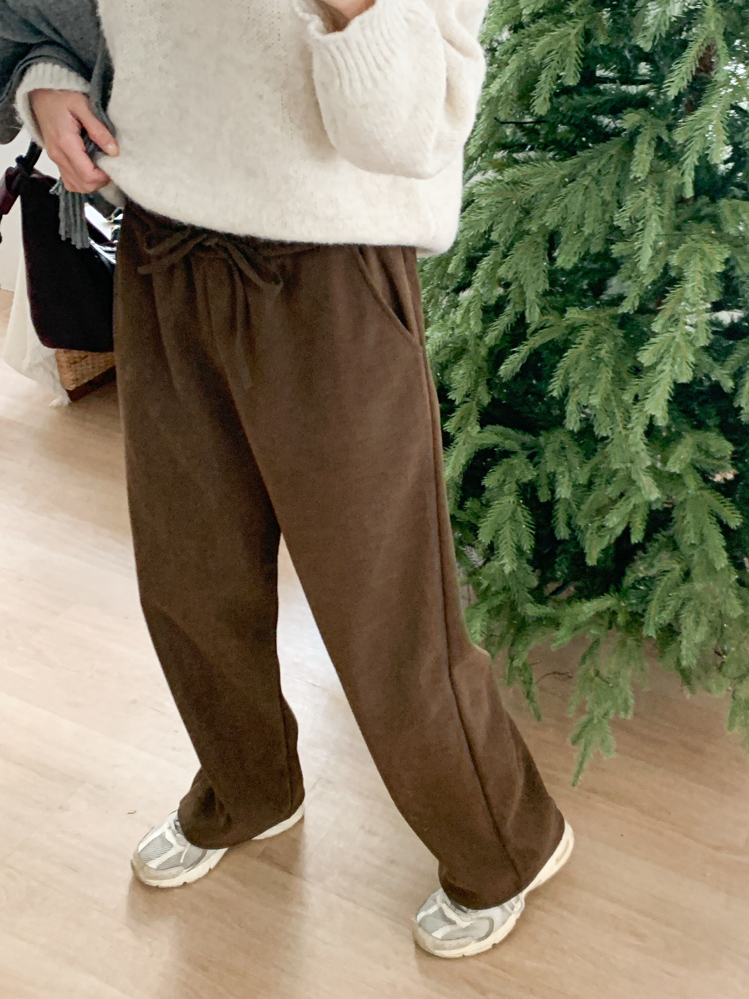 裏起毛ドローストリングウエストゴムワイドカラーパンツ | 詳細画像9