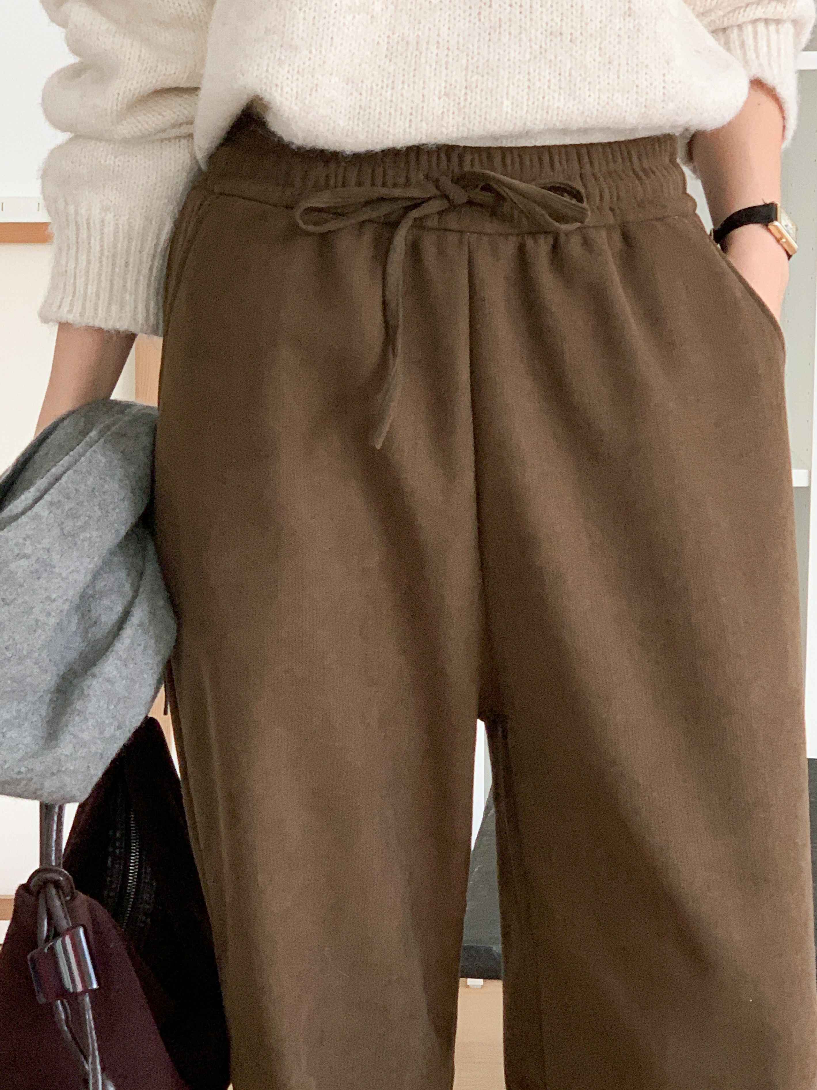 裏起毛ドローストリングウエストゴムワイドカラーパンツ | 詳細画像11