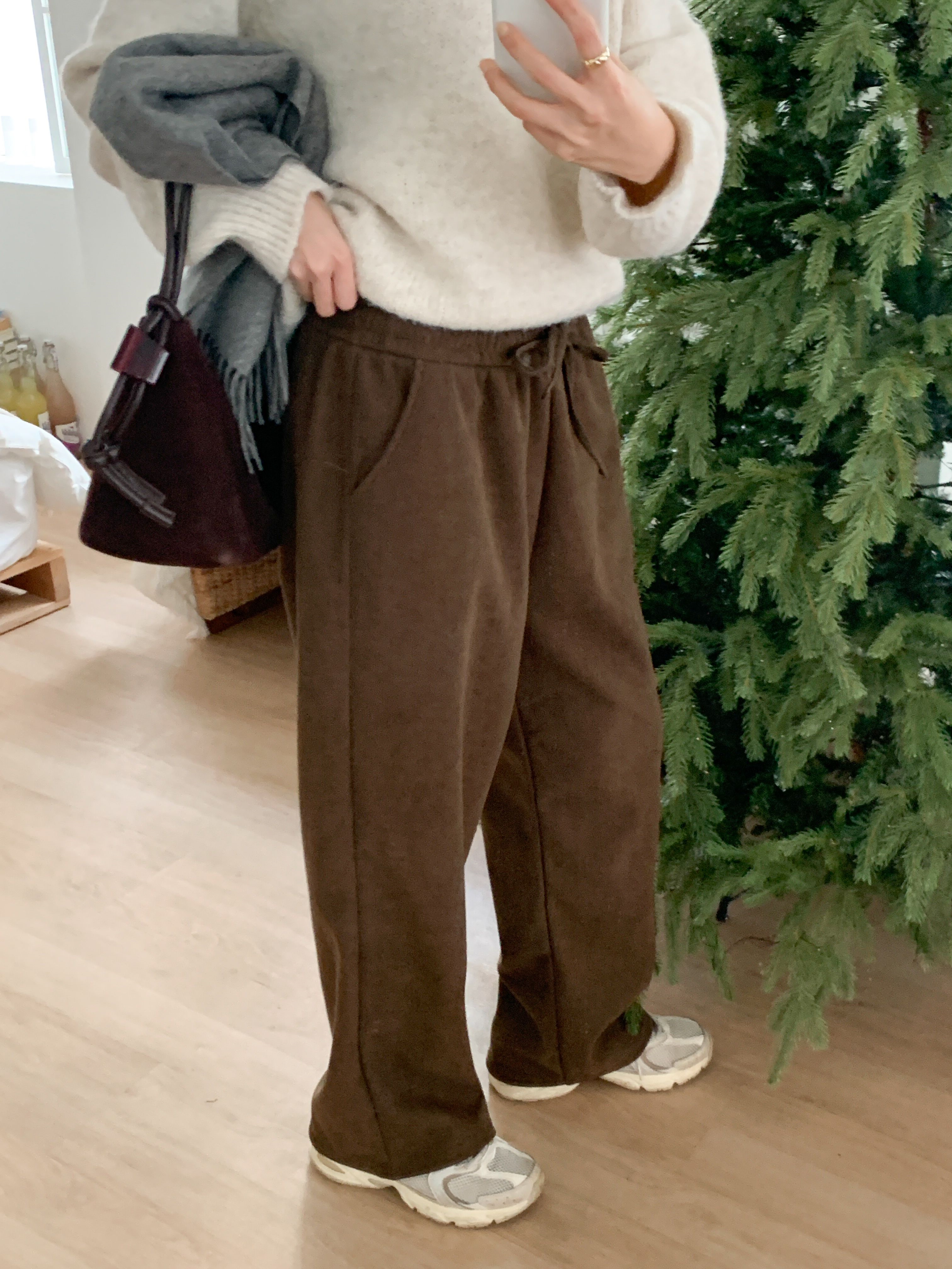 裏起毛ドローストリングウエストゴムワイドカラーパンツ | 詳細画像14