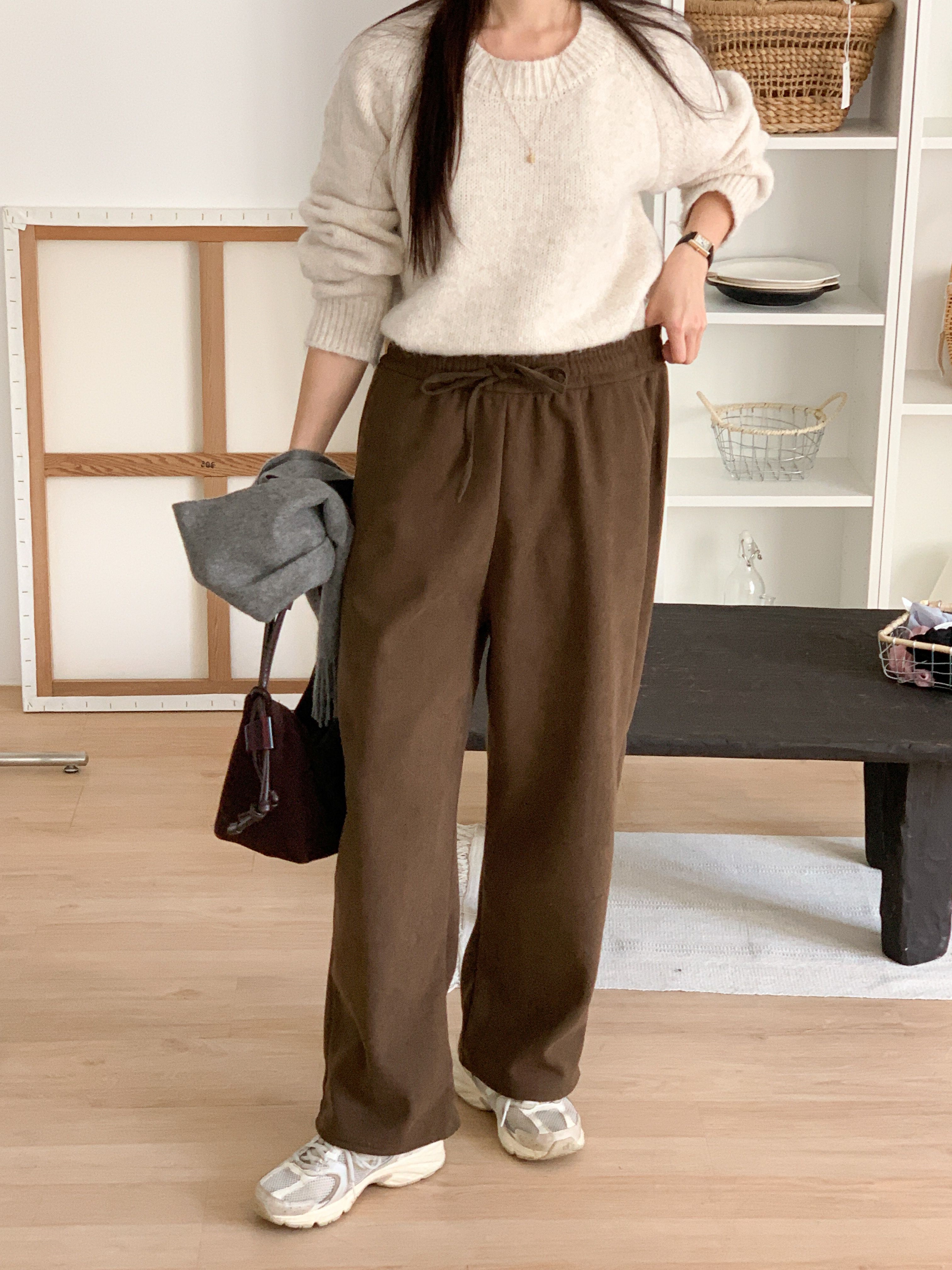 裏起毛ドローストリングウエストゴムワイドカラーパンツ | 詳細画像19