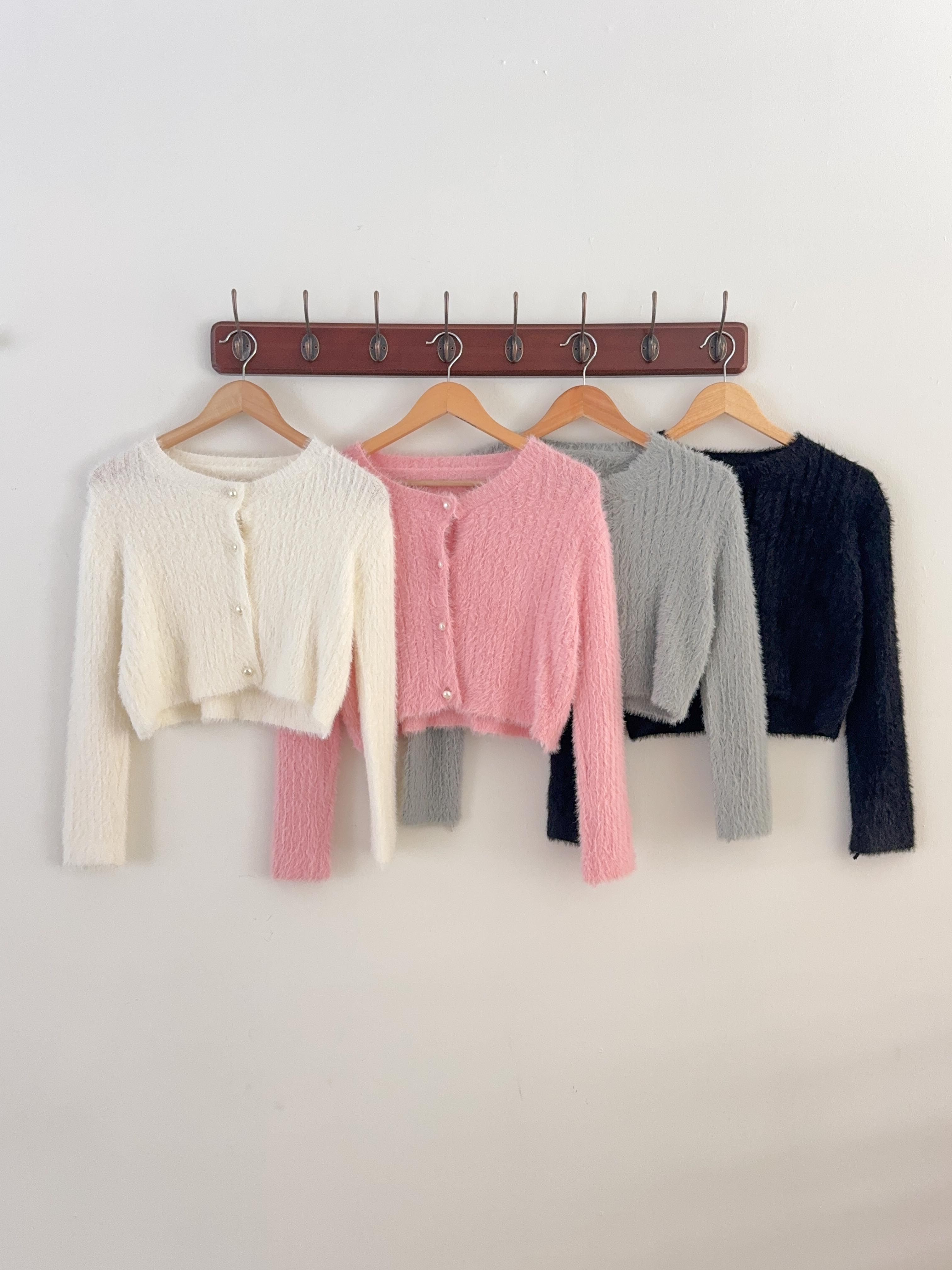 リブボタンラウンドネックカラーカーディガン | 詳細画像2