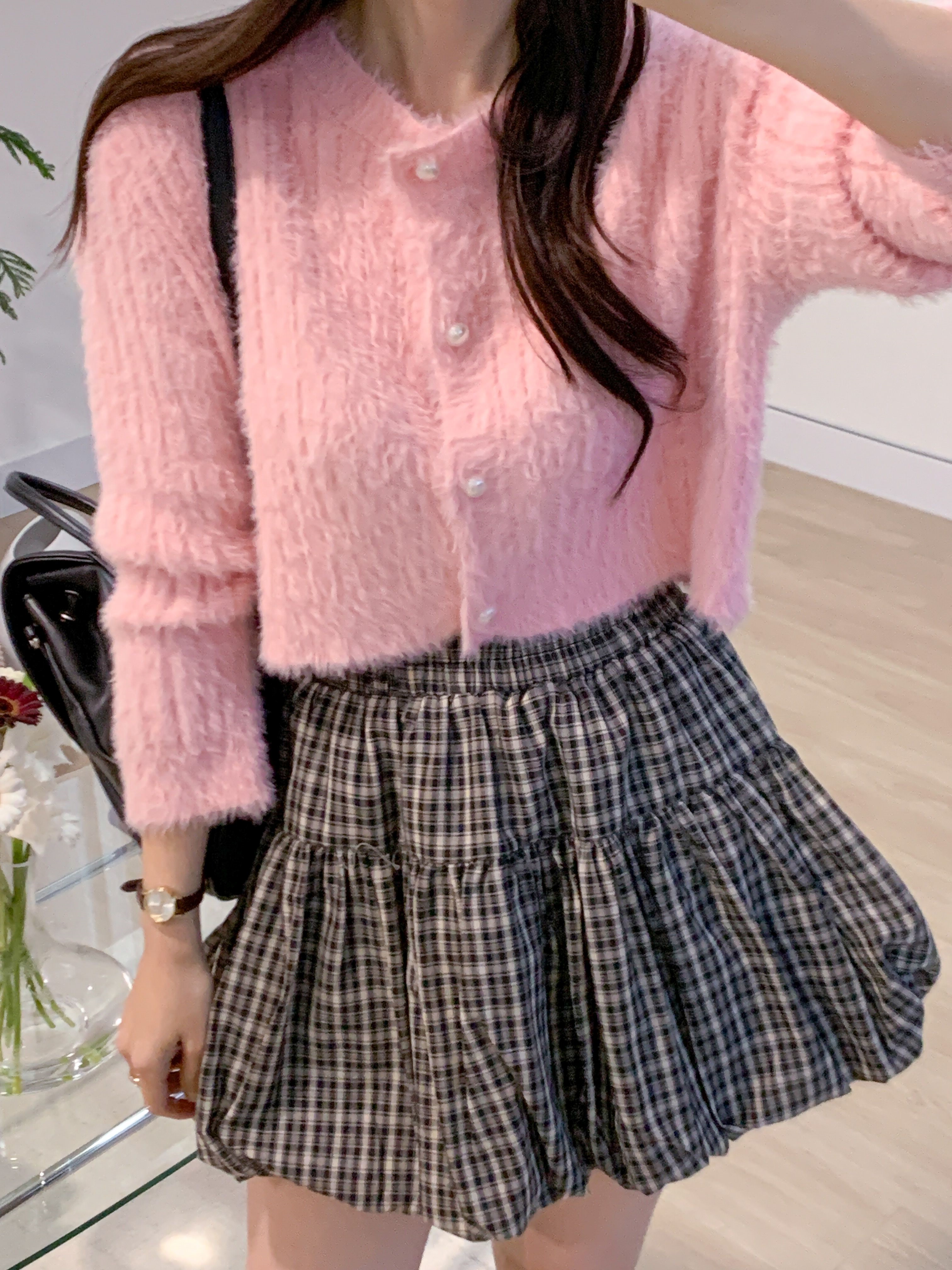 リブボタンラウンドネックカラーカーディガン | 詳細画像4