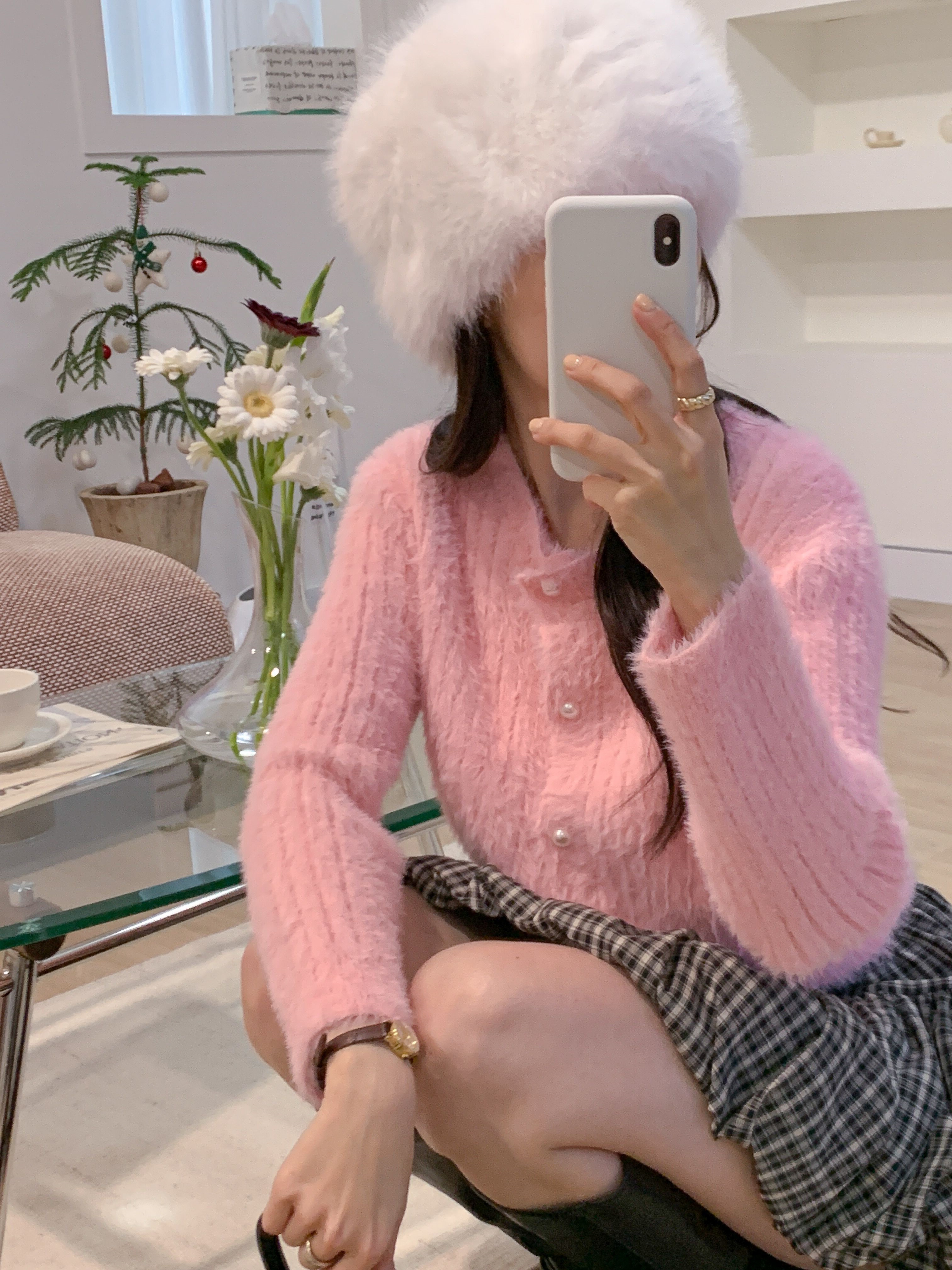 リブボタンラウンドネックカラーカーディガン | 詳細画像5