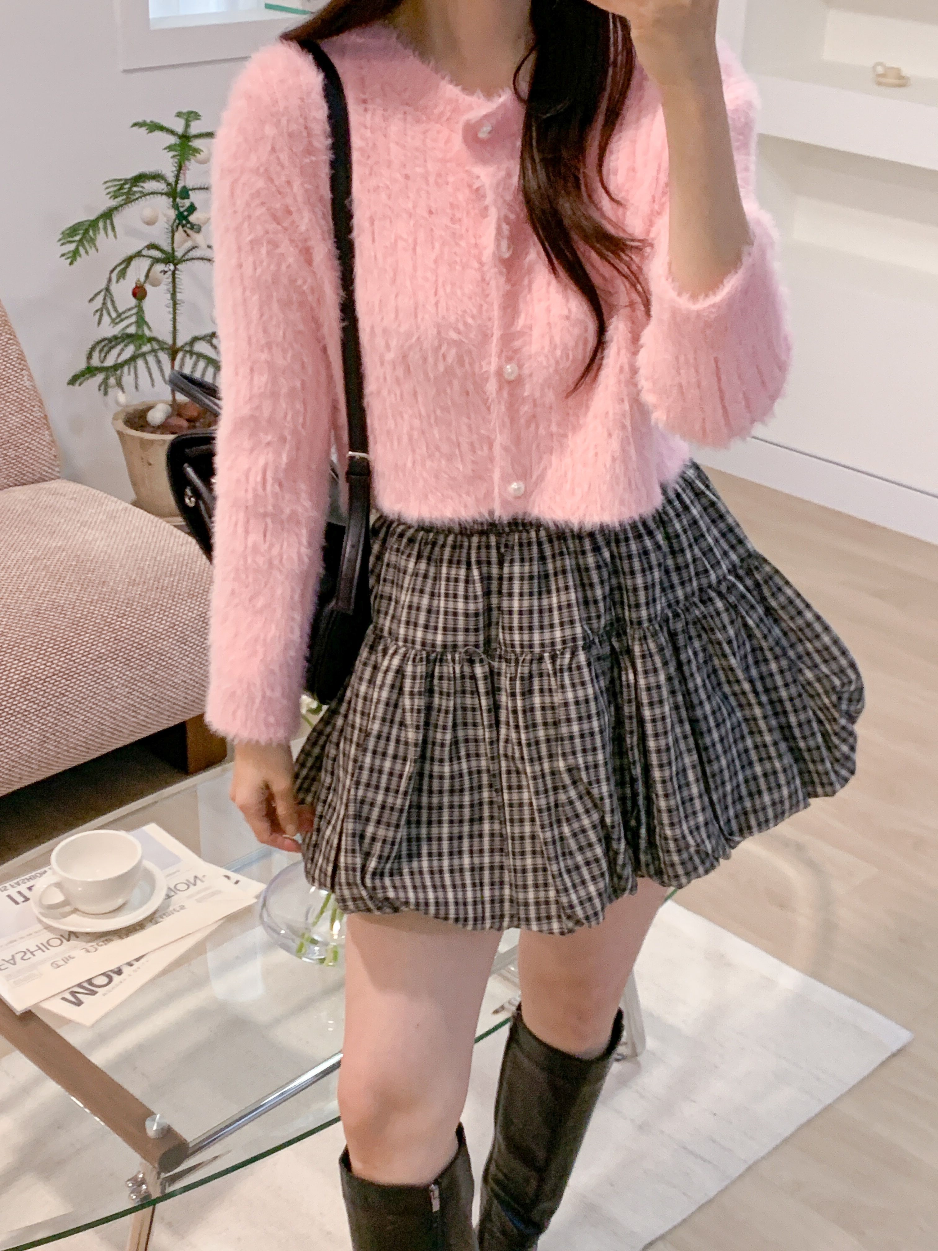 リブボタンラウンドネックカラーカーディガン | 詳細画像6