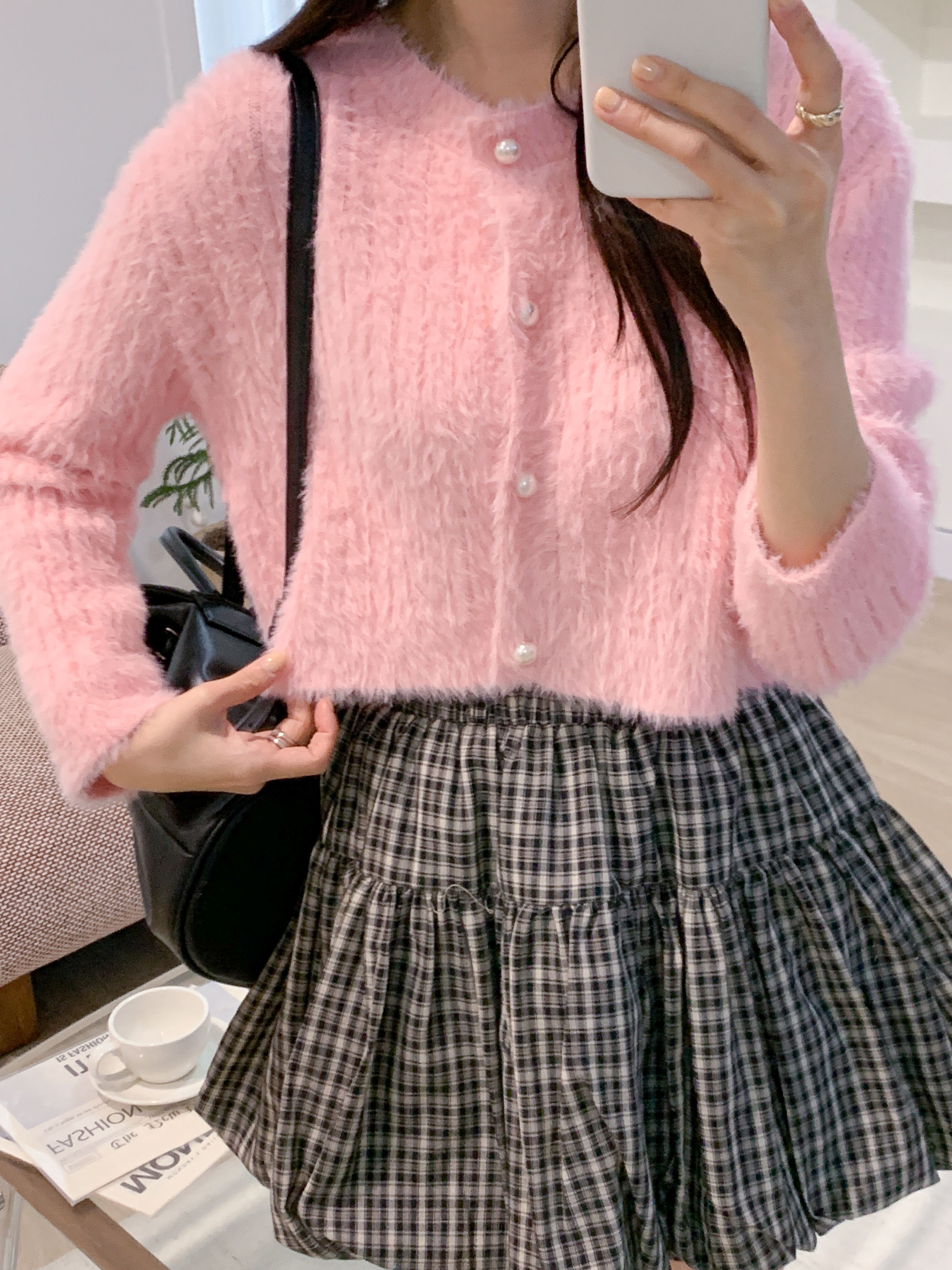 リブボタンラウンドネックカラーカーディガン | 詳細画像9