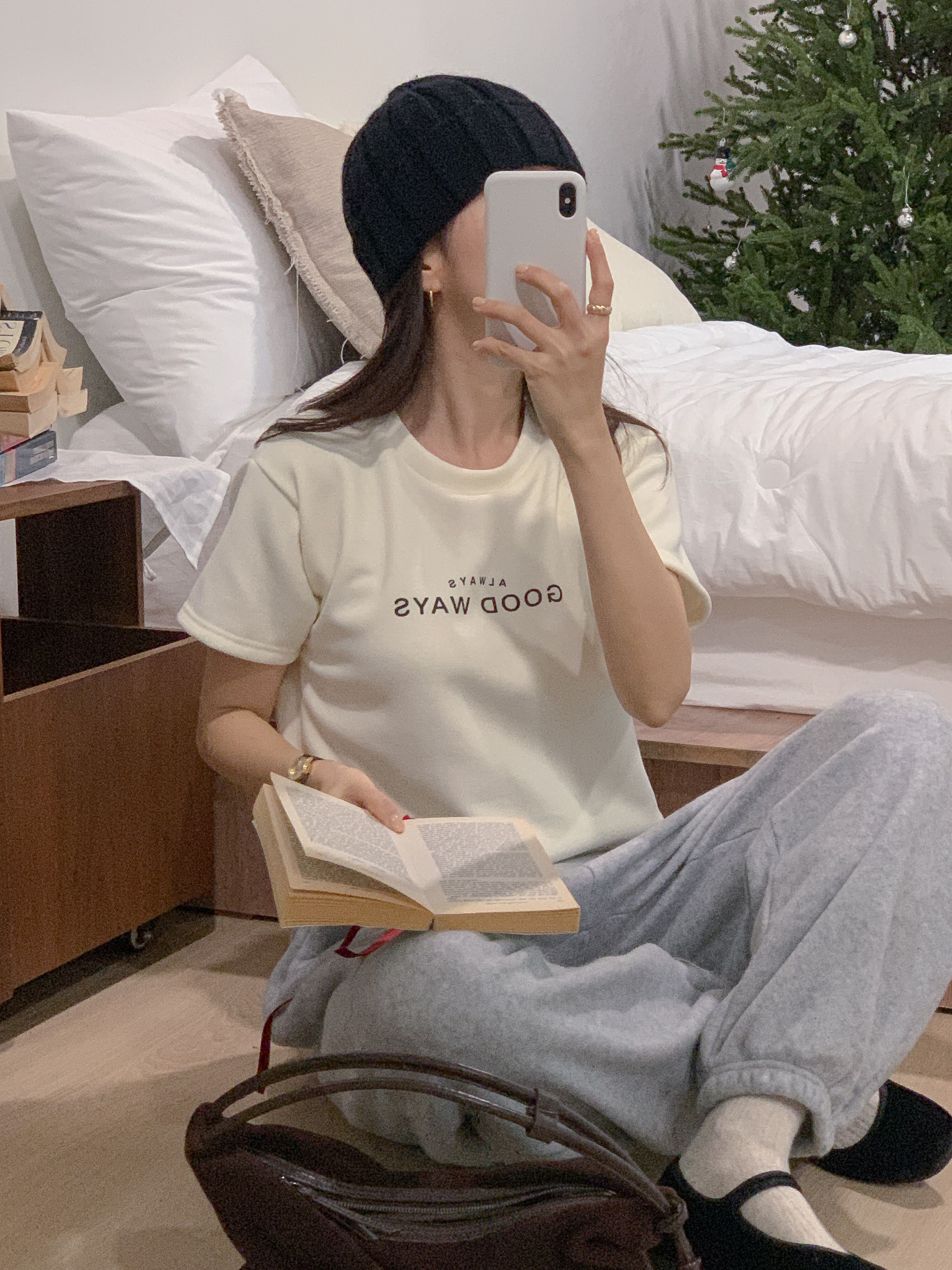 裏起毛ラウンドネック半袖プリントカラーTシャツ | 詳細画像3