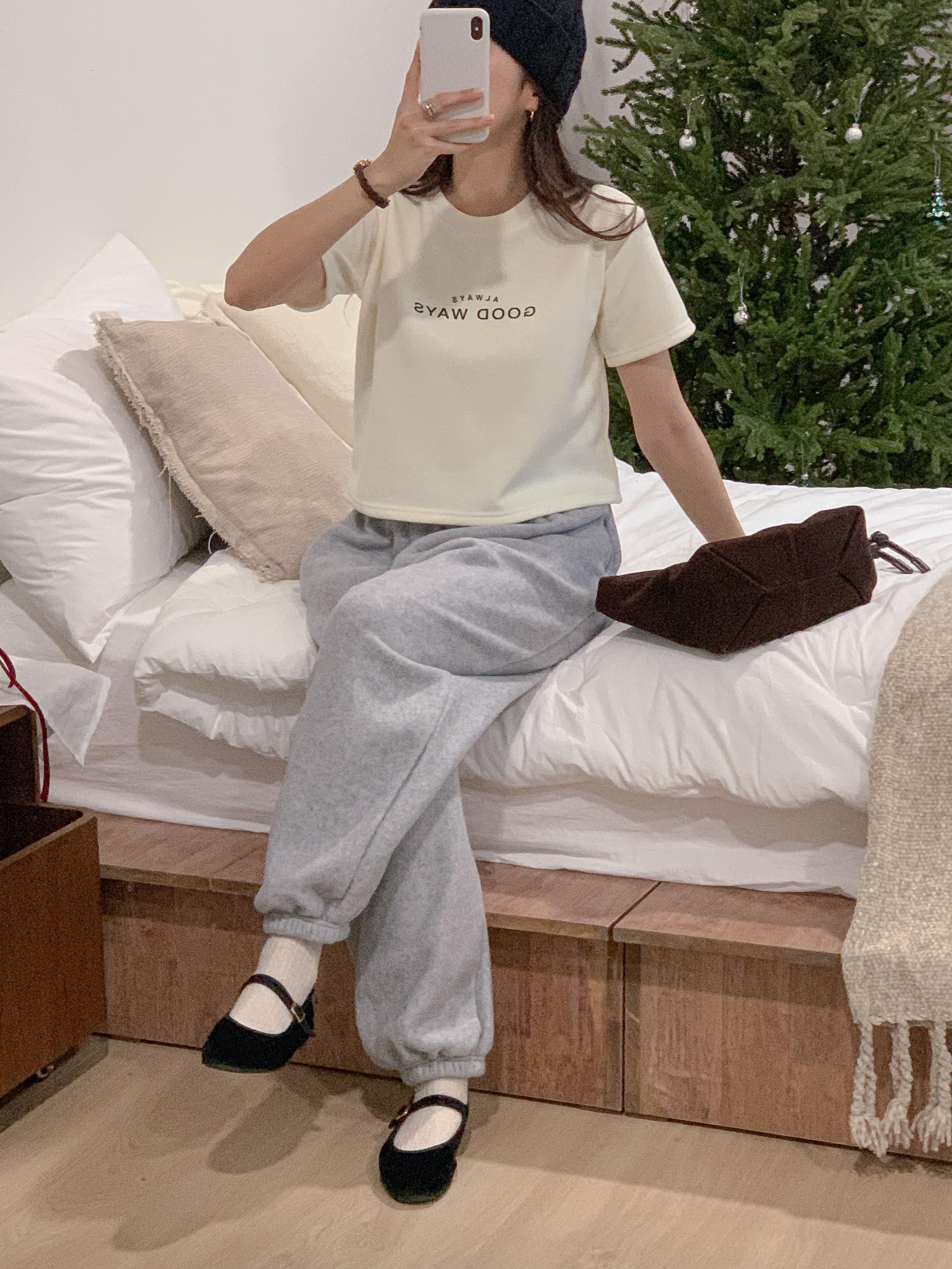 裏起毛ラウンドネック半袖プリントカラーTシャツ | 詳細画像9