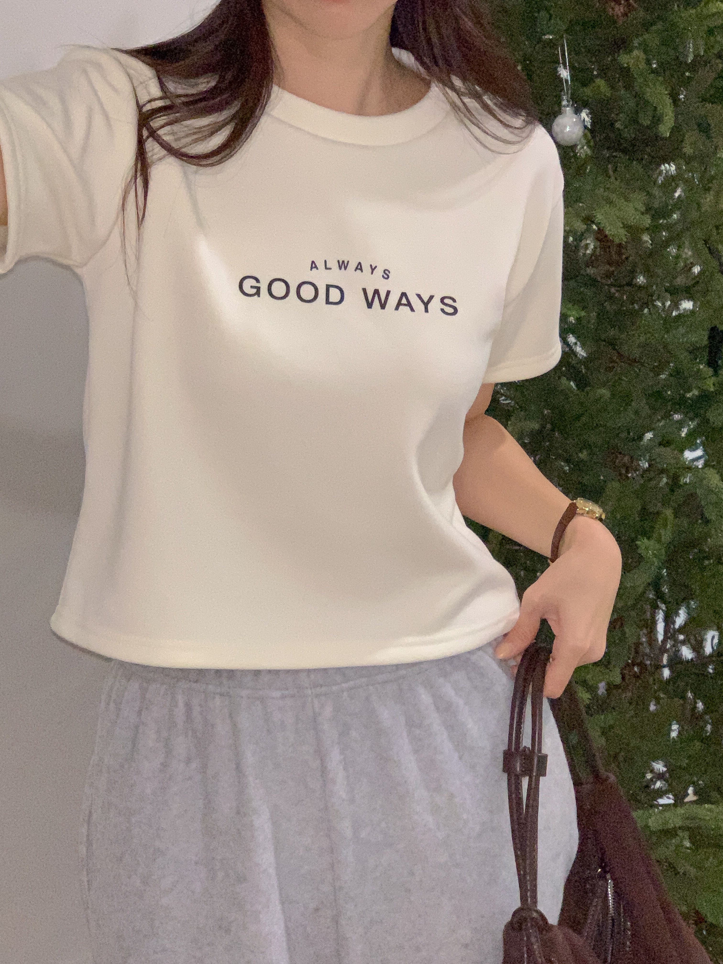 裏起毛ラウンドネック半袖プリントカラーTシャツ | 詳細画像12