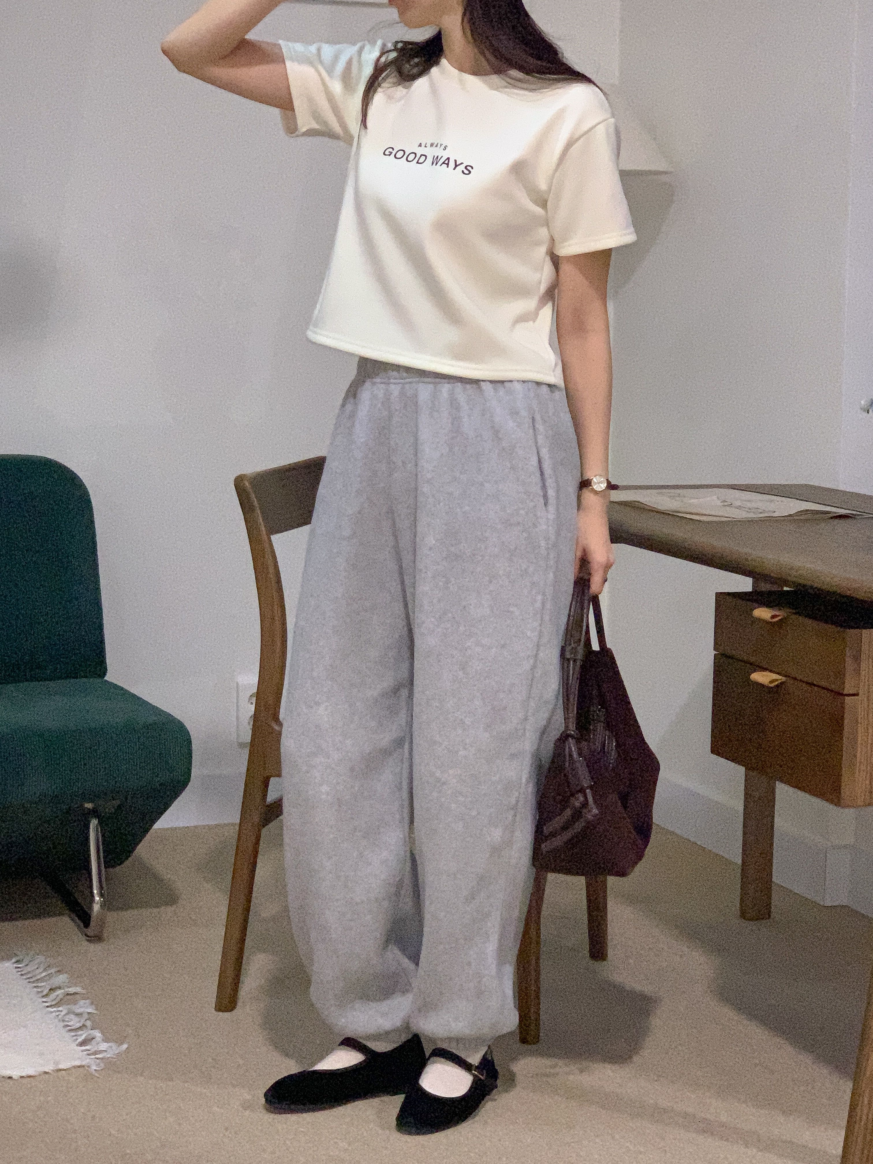 裏起毛ラウンドネック半袖プリントカラーTシャツ | 詳細画像13