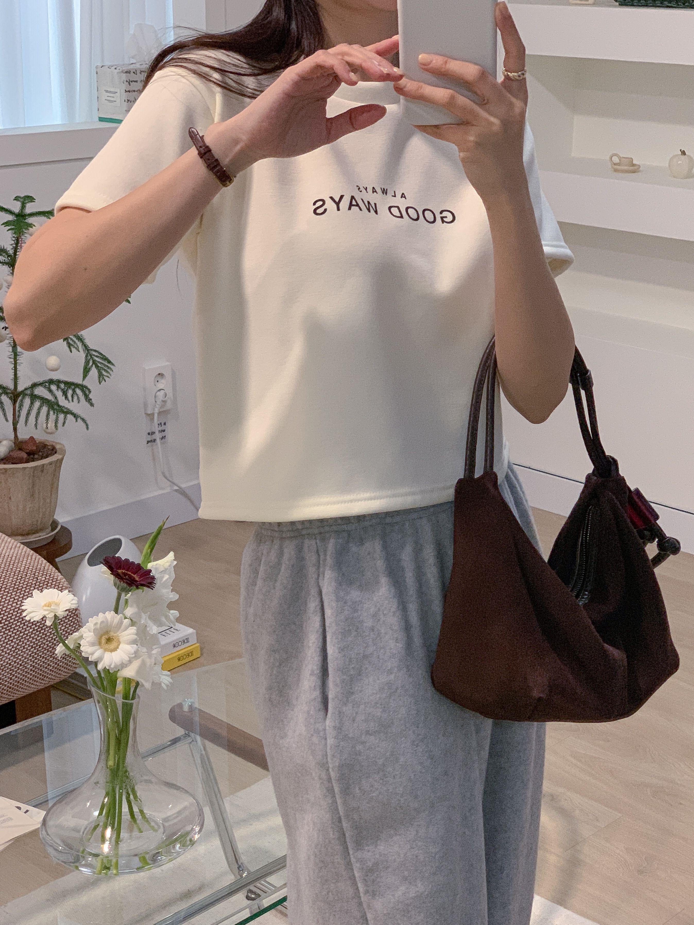 裏起毛ラウンドネック半袖プリントカラーTシャツ | 詳細画像15