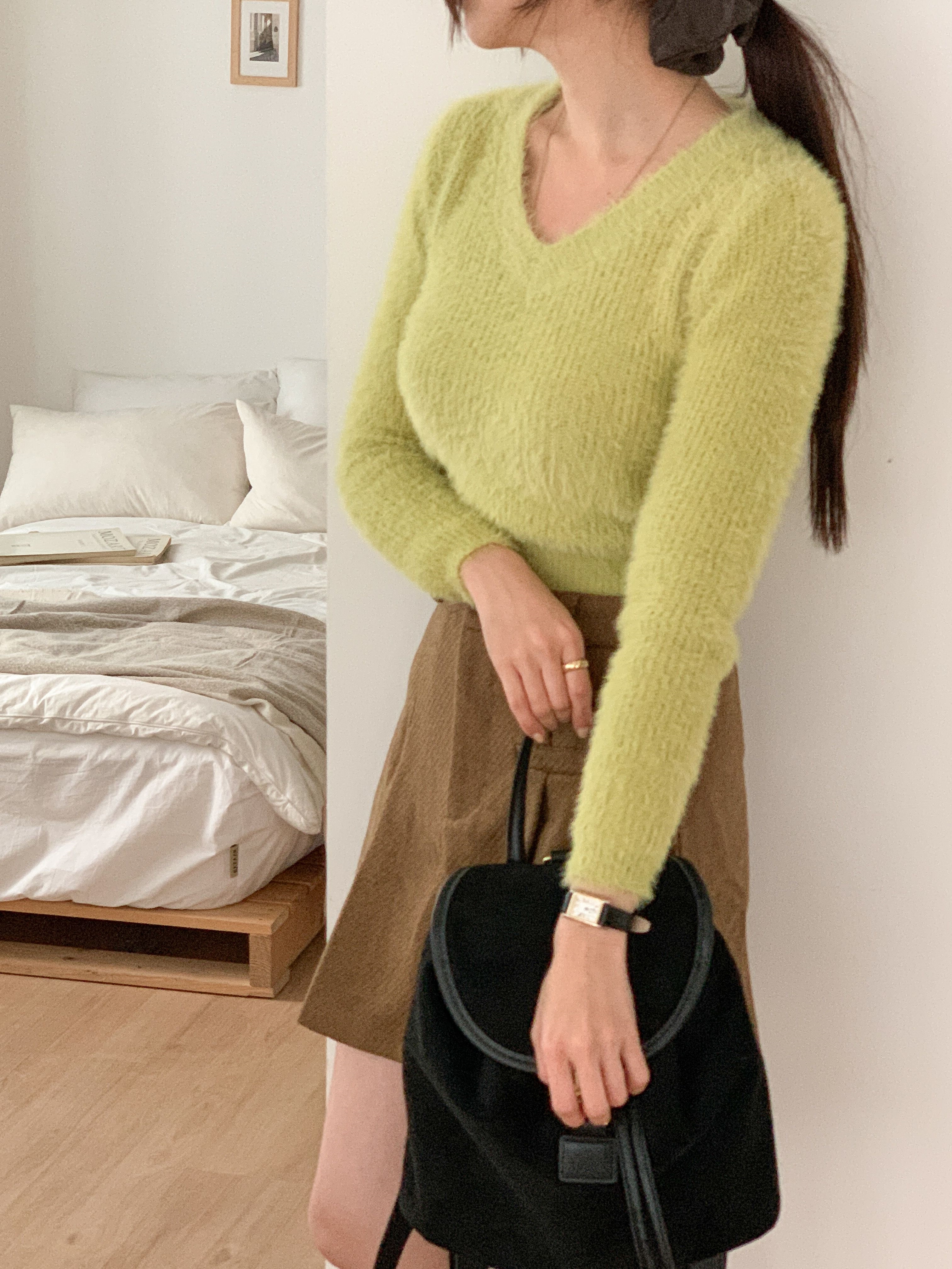 Vネッククロップド長袖カラーニット | 詳細画像19