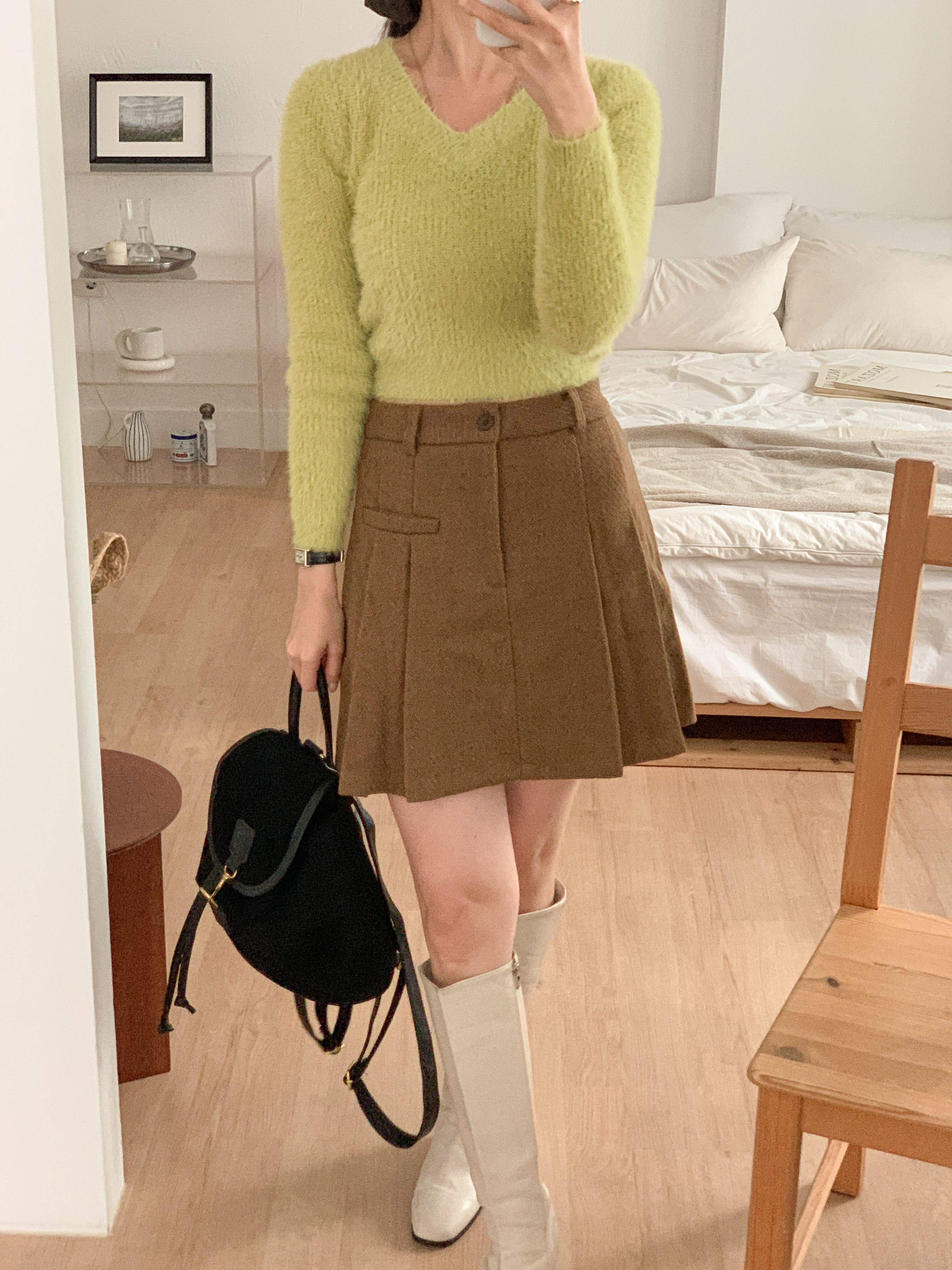 Vネッククロップド長袖カラーニット | 詳細画像20