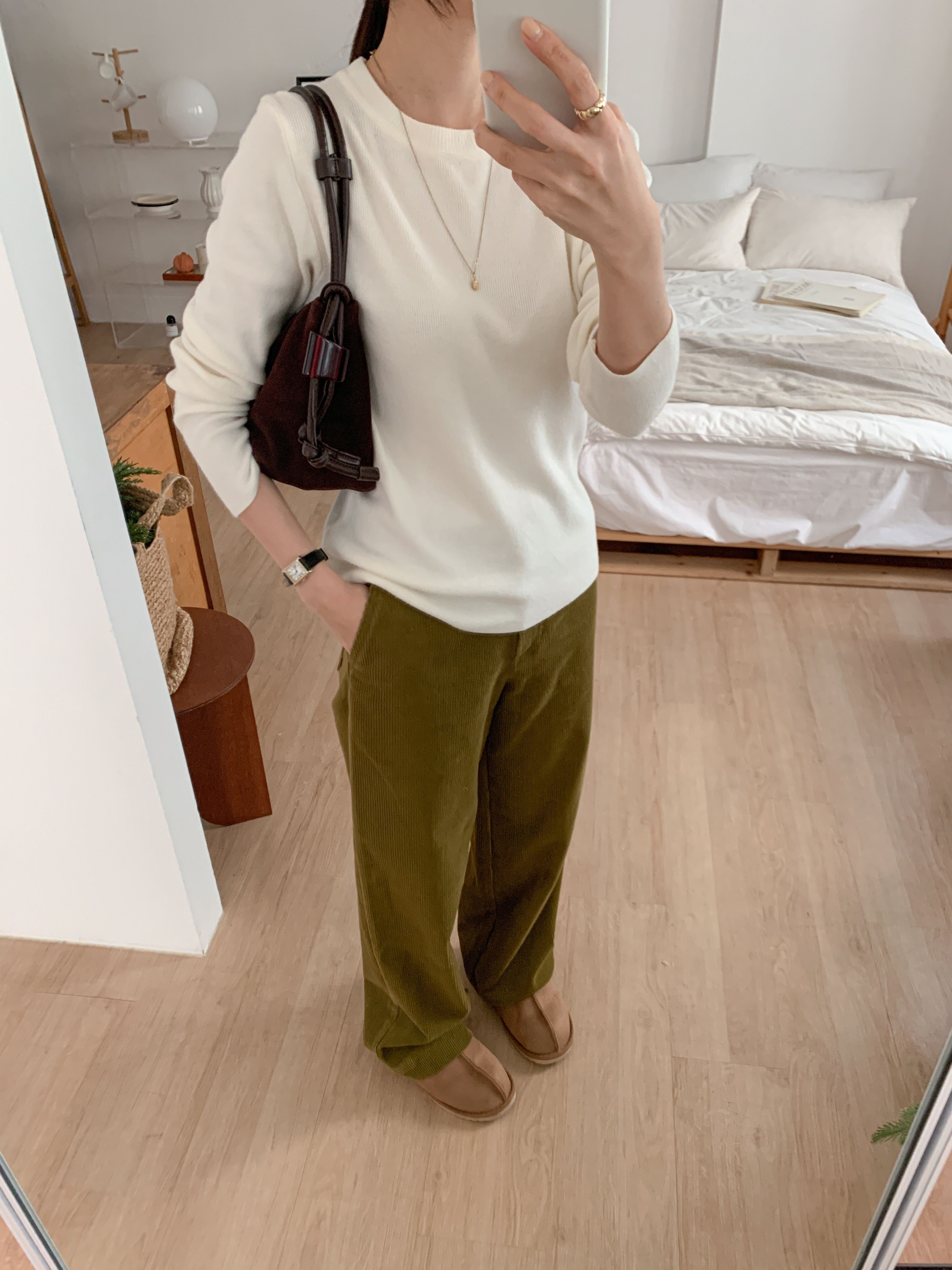 ラウンドネックシンプルベーシック無地カラーニット | 詳細画像12