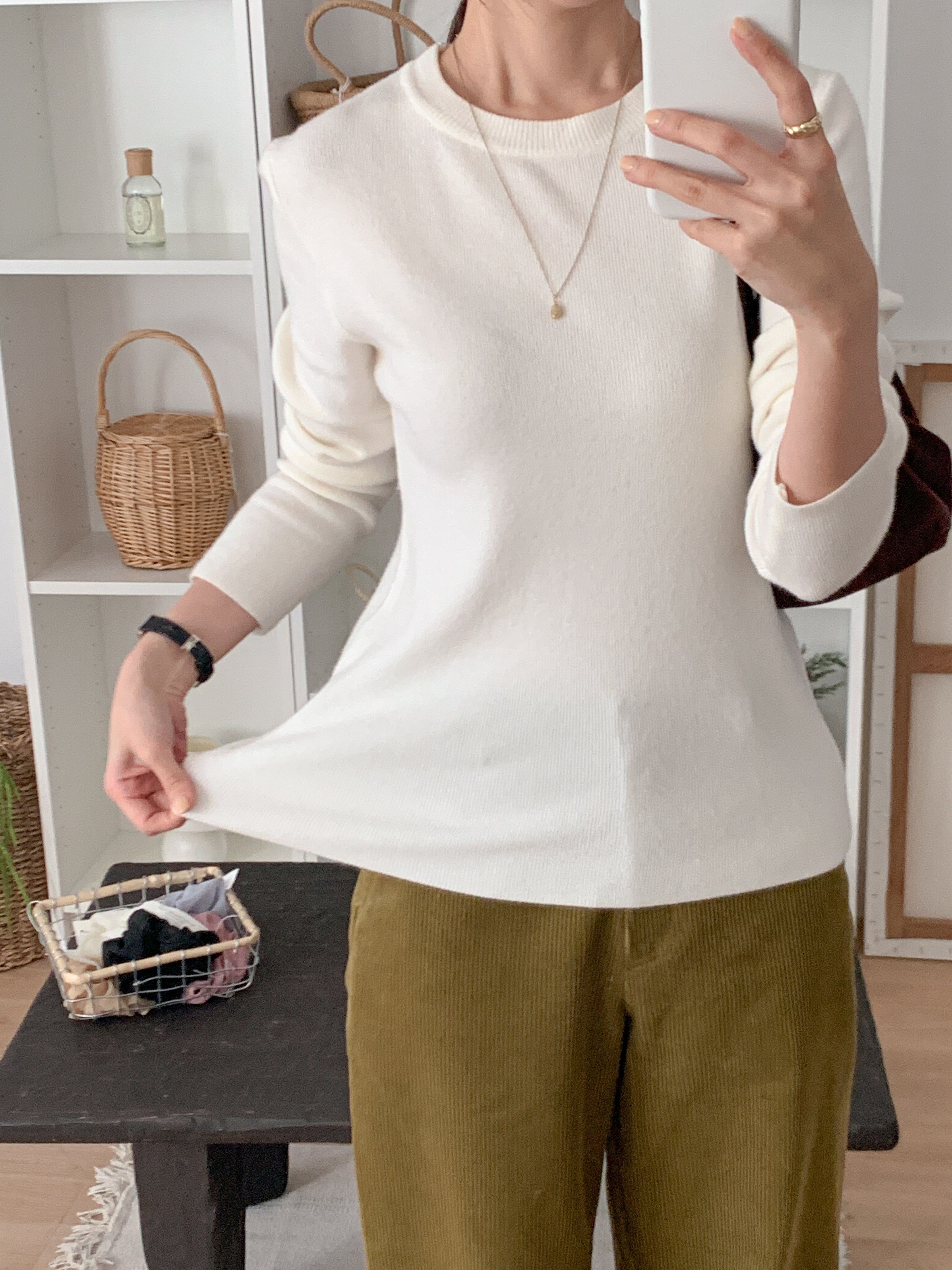 ラウンドネックシンプルベーシック無地カラーニット | 詳細画像19