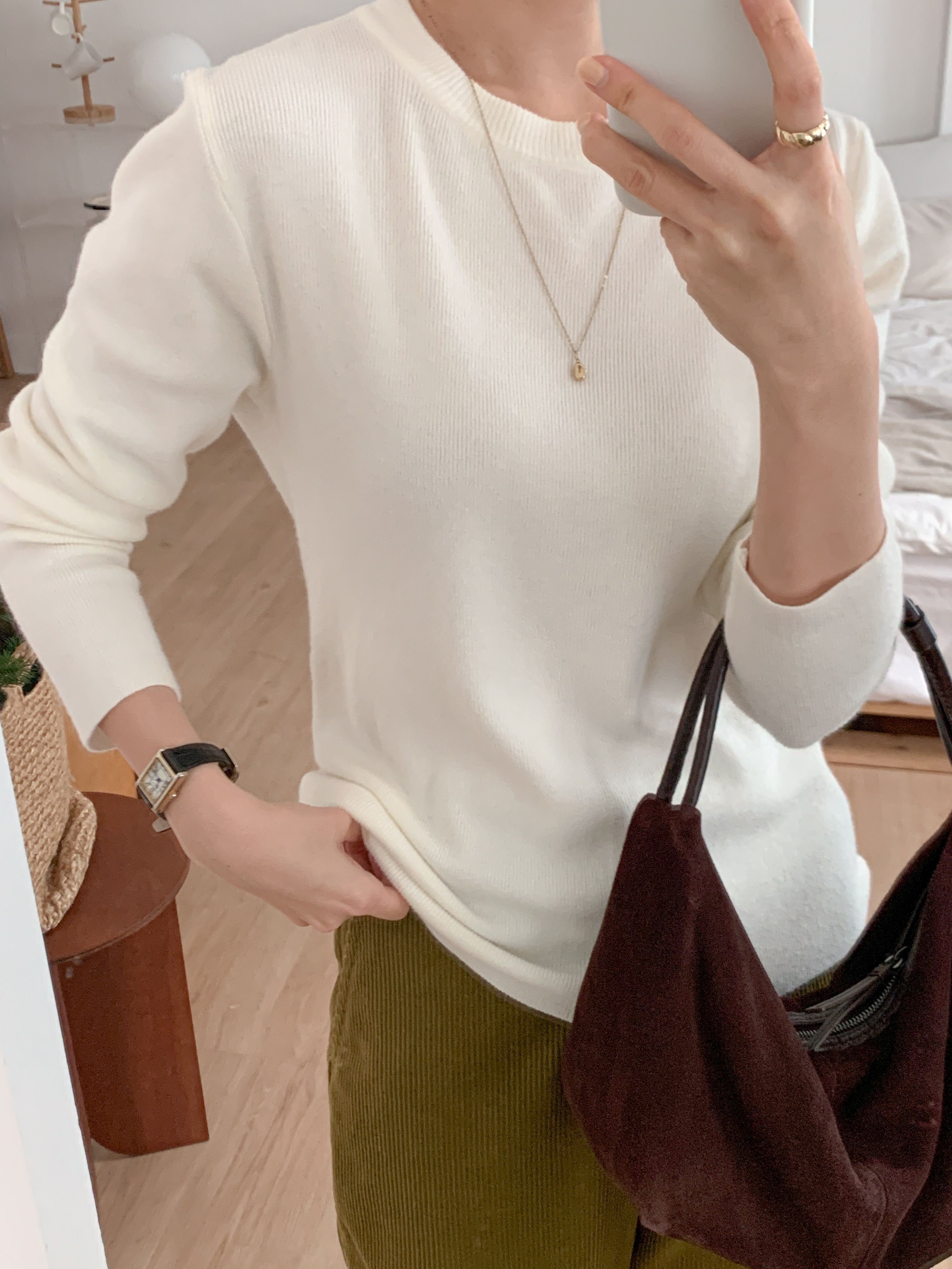 ラウンドネックシンプルベーシック無地カラーニット | 詳細画像21