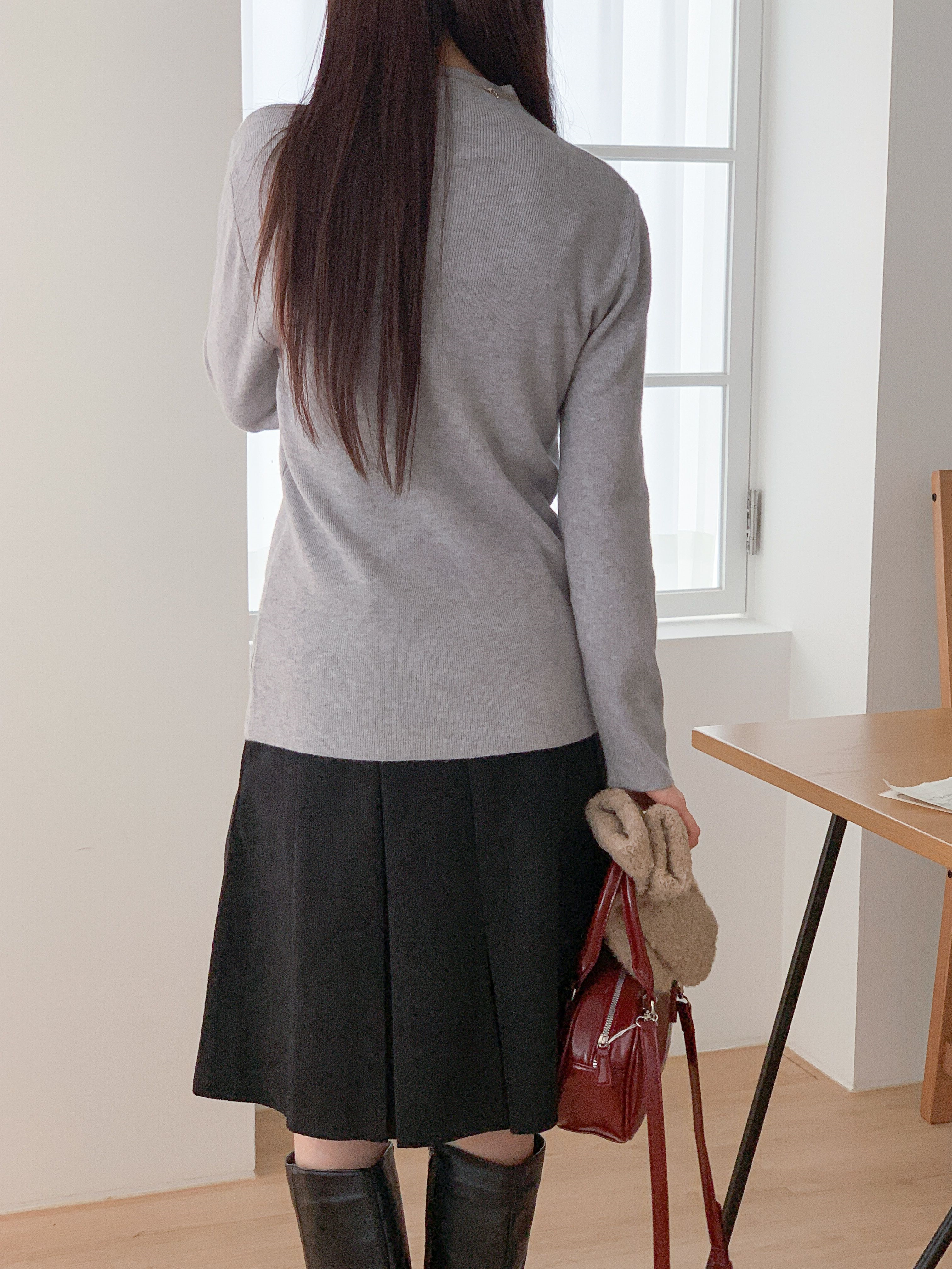 ハーフネック長袖無地カラーニット | 詳細画像4