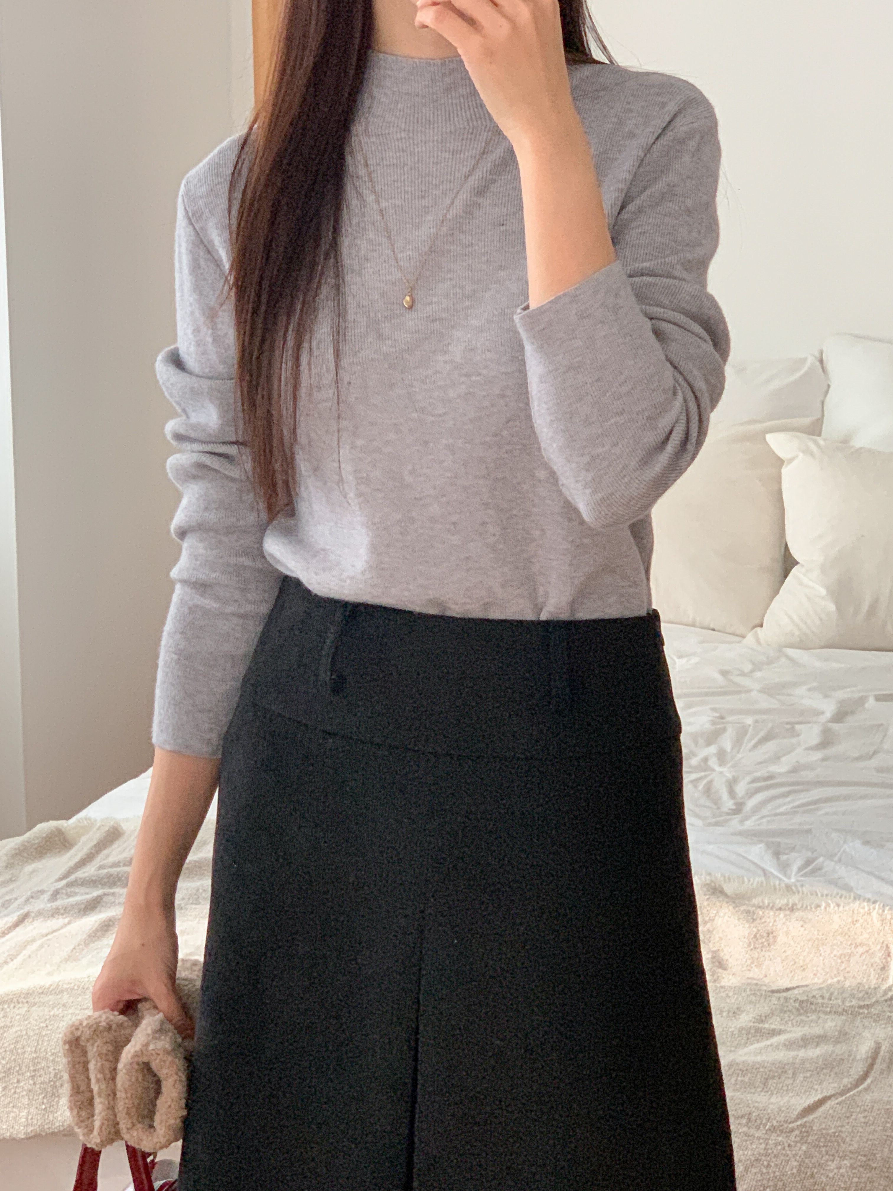 ハーフネック長袖無地カラーニット | 詳細画像9