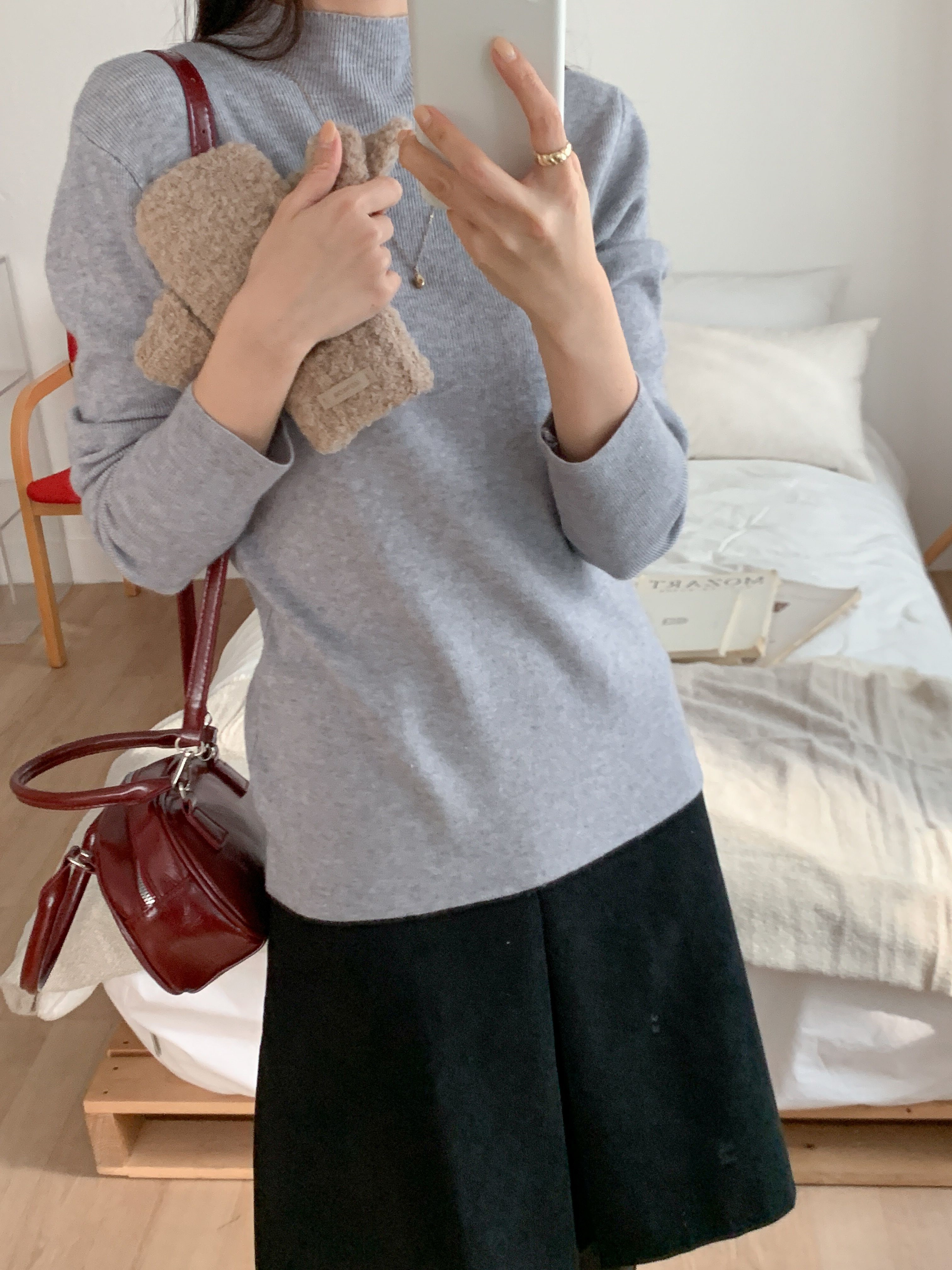 ハーフネック長袖無地カラーニット | 詳細画像10