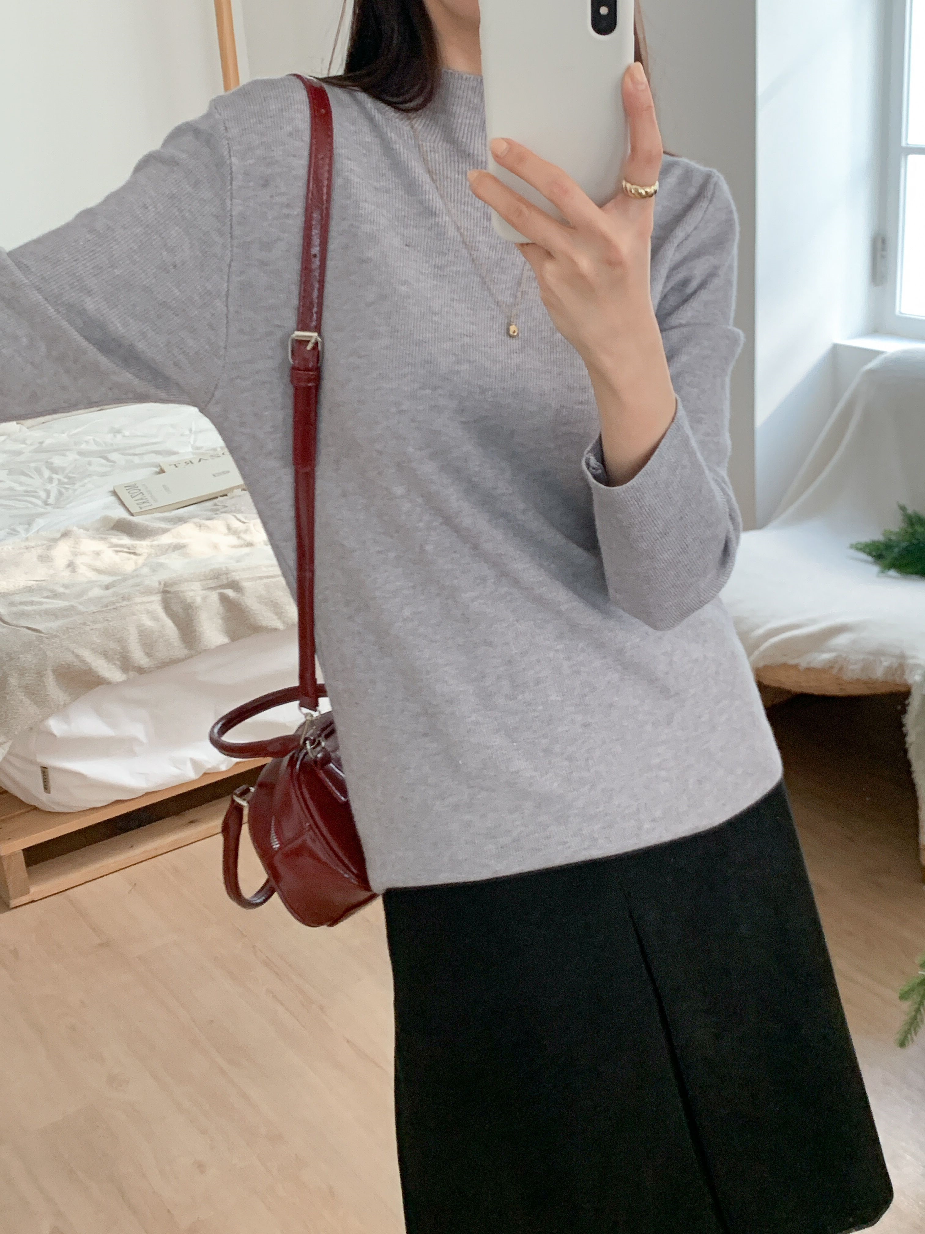 ハーフネック長袖無地カラーニット | 詳細画像11