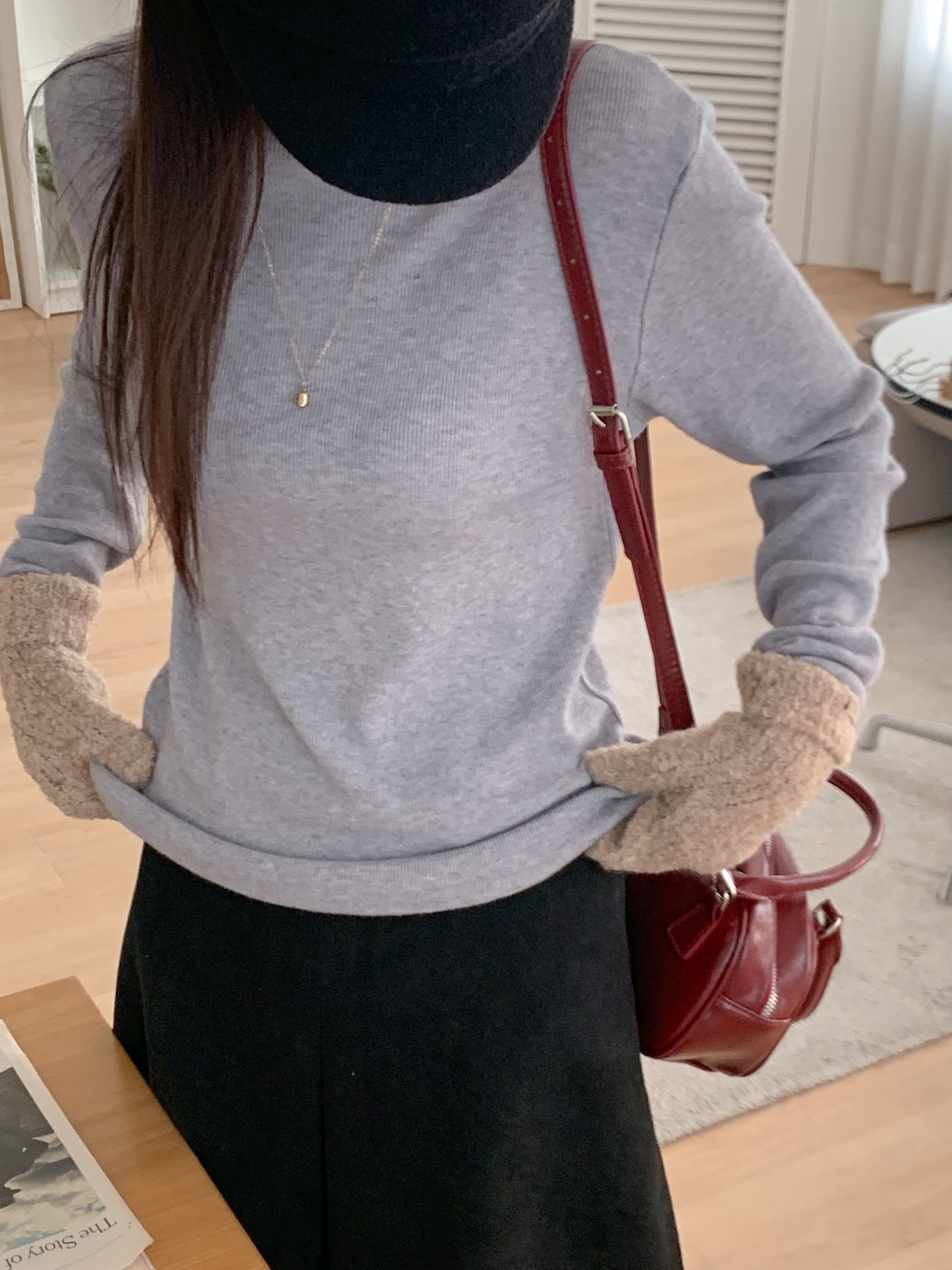 ハーフネック長袖無地カラーニット | 詳細画像13