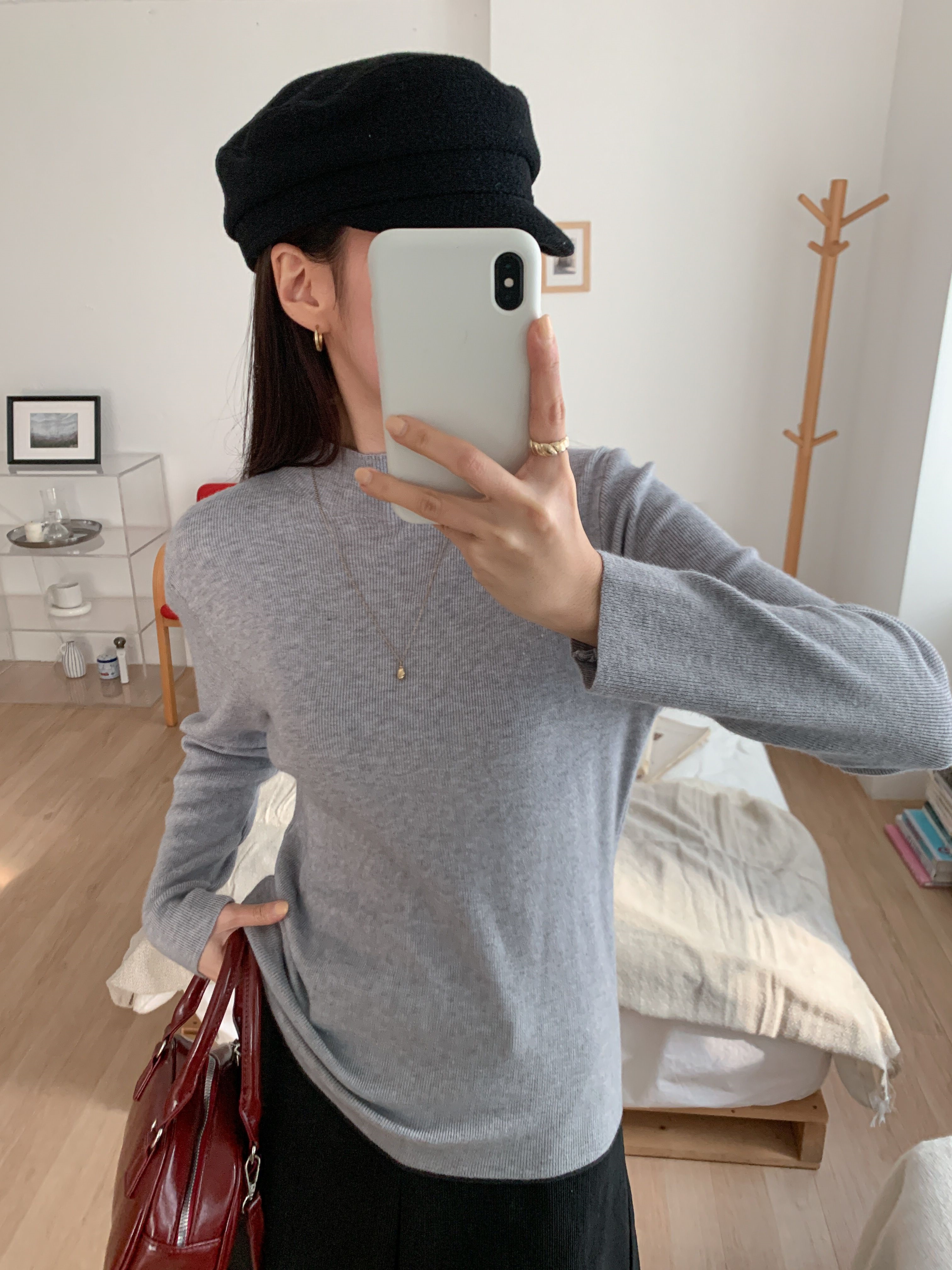 ハーフネック長袖無地カラーニット | 詳細画像14