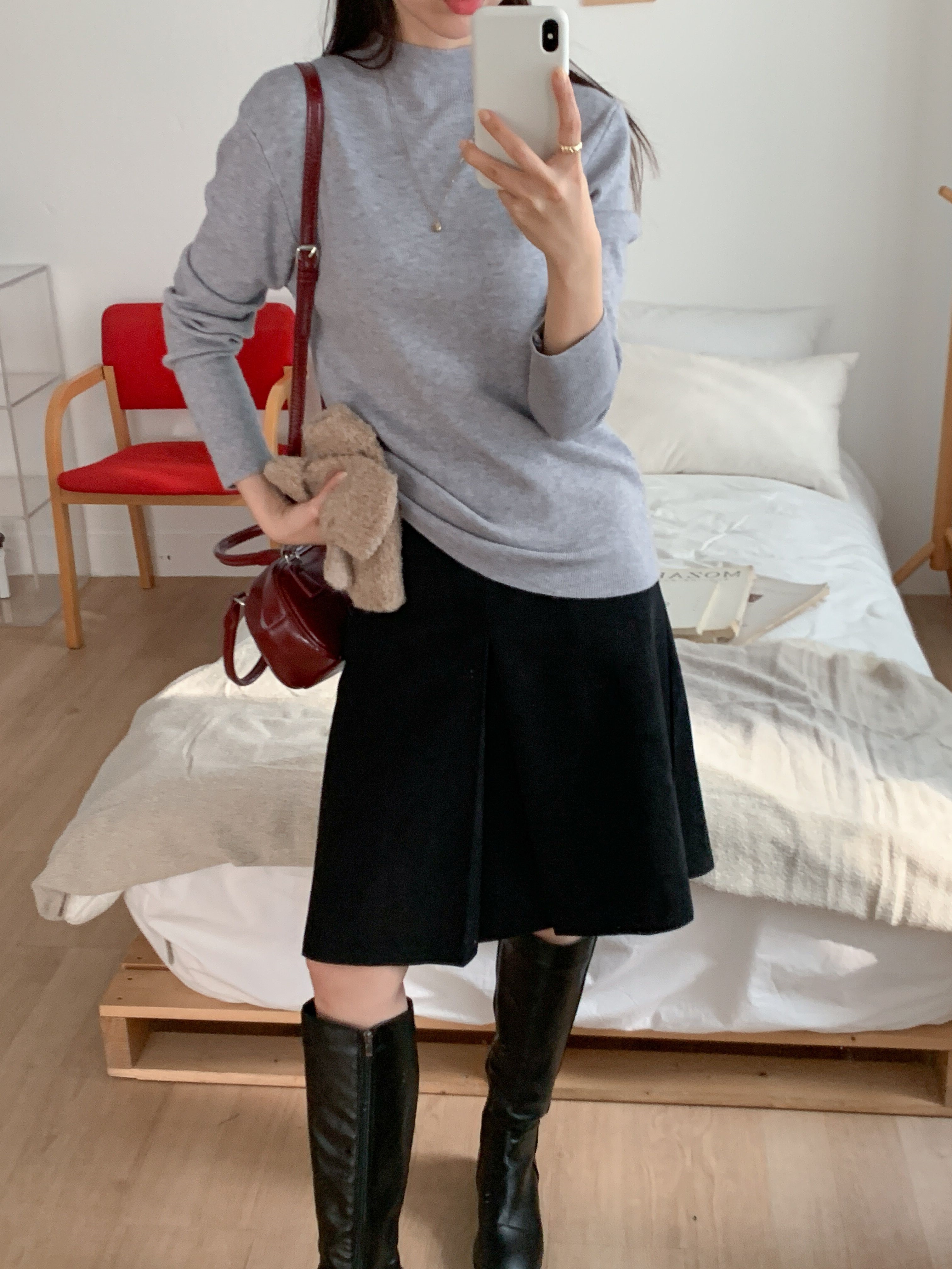 ハーフネック長袖無地カラーニット | 詳細画像15