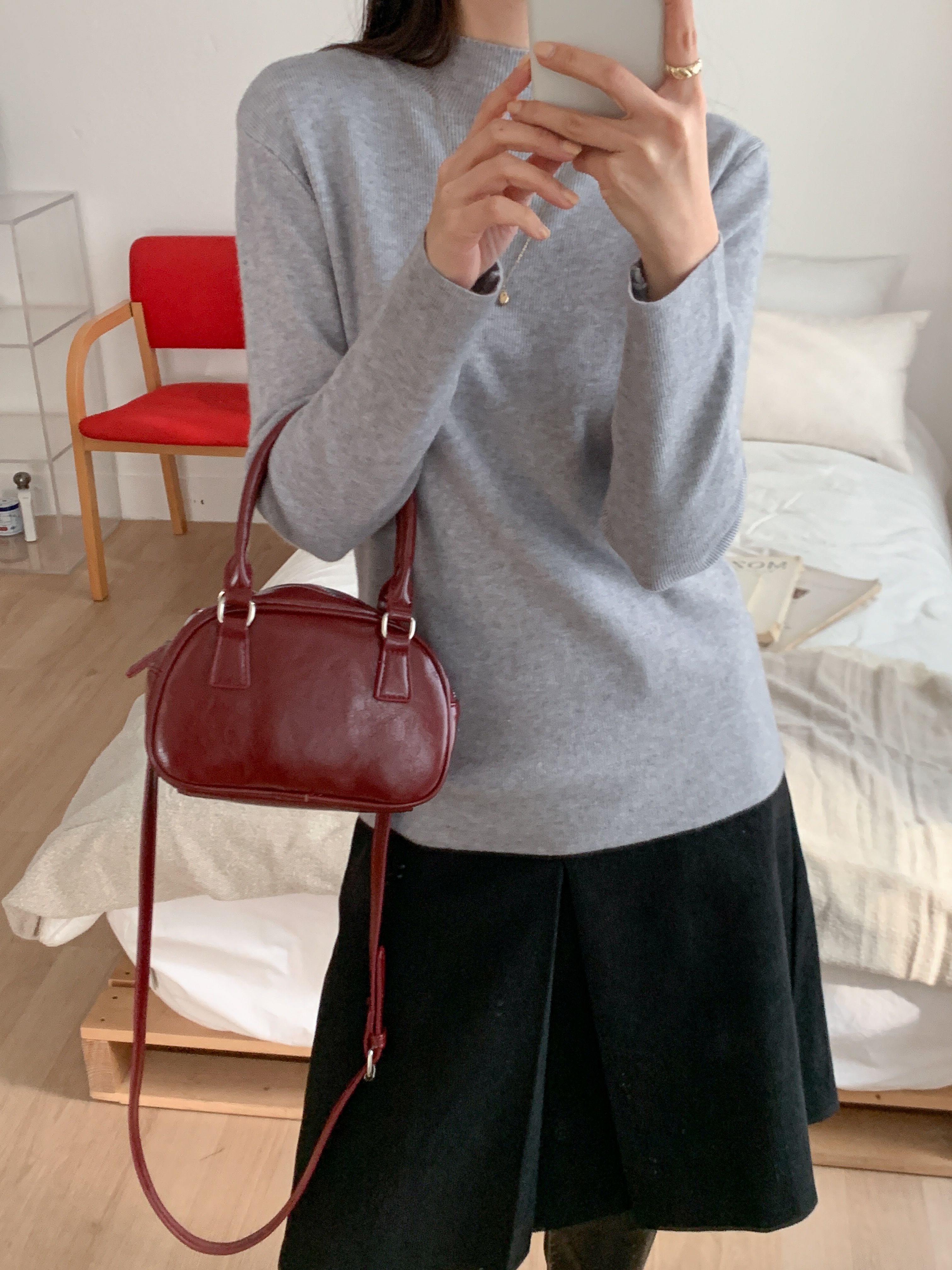 ハーフネック長袖無地カラーニット | 詳細画像16