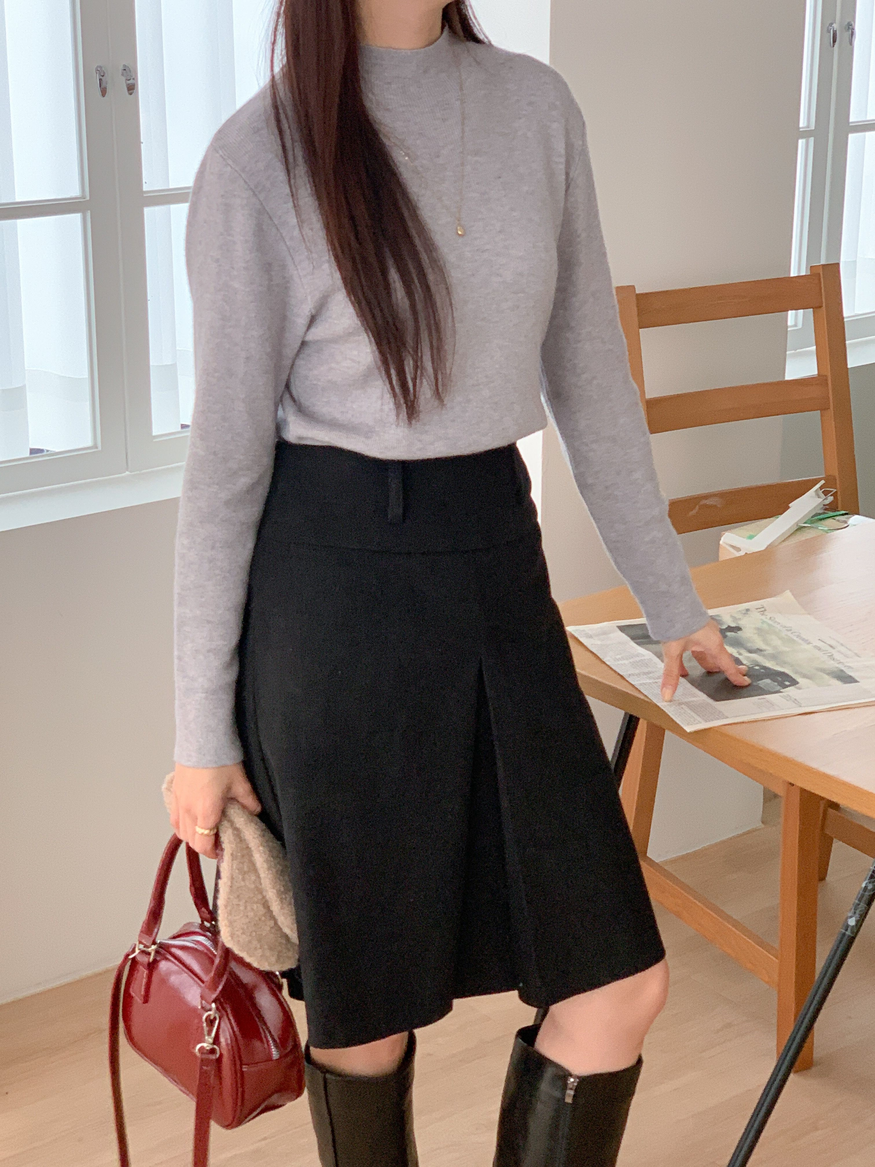 ハーフネック長袖無地カラーニット | 詳細画像17