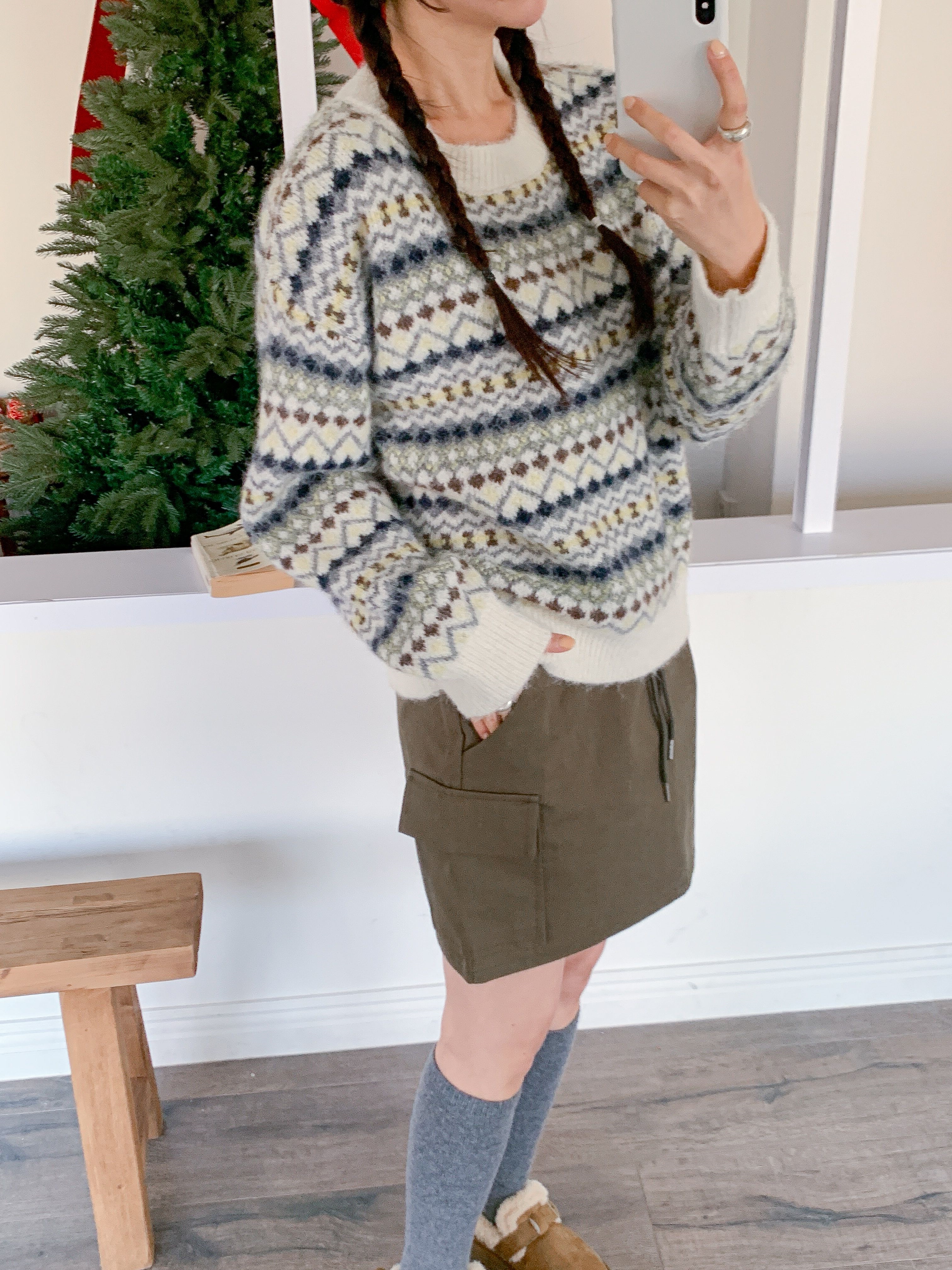 ウール混ラウンドネックルーズカラーニット | 詳細画像2